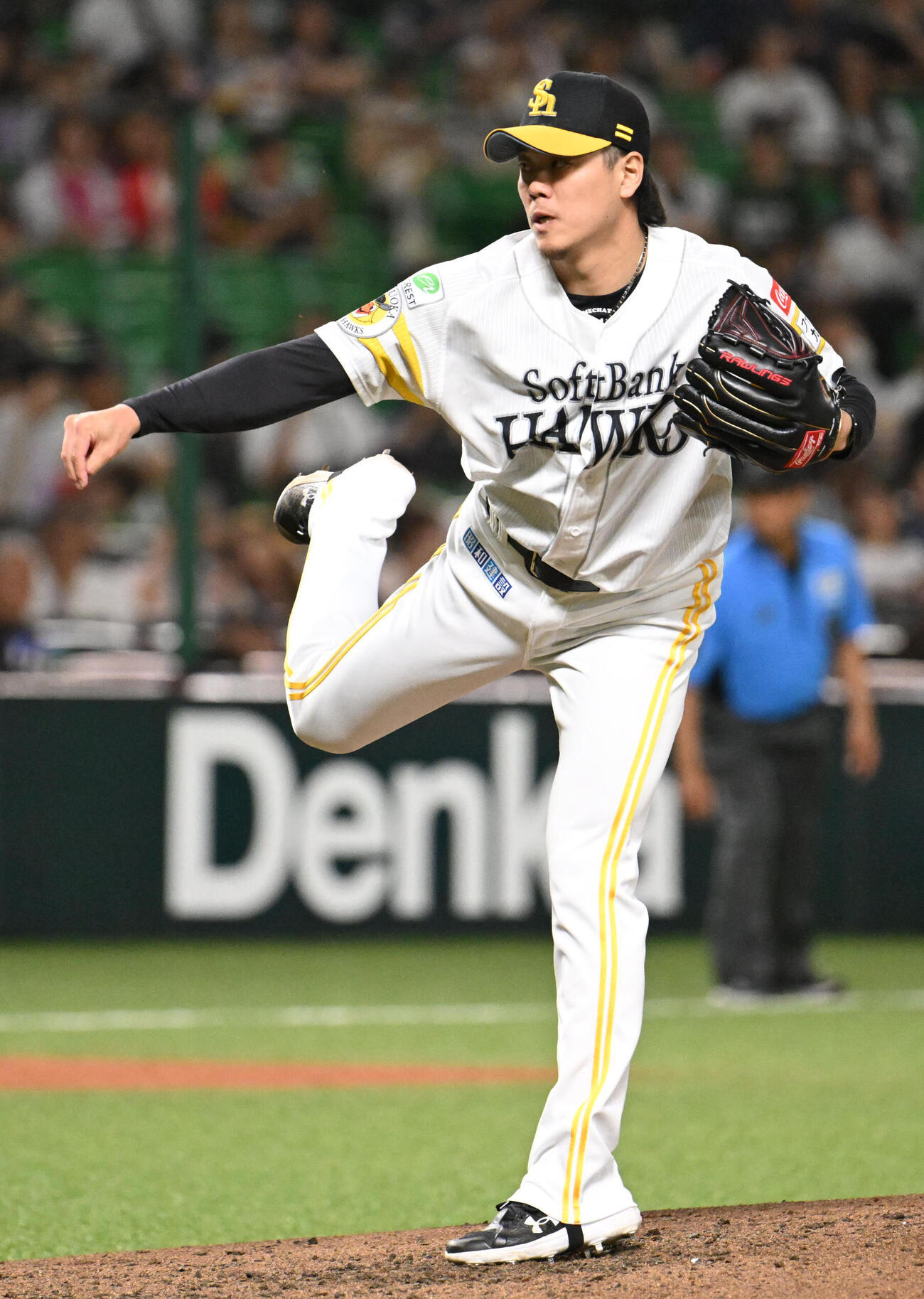ソフトバンク対オリックス　ソフトバンク2番手投手の上茶谷大河（撮影・林敢治）