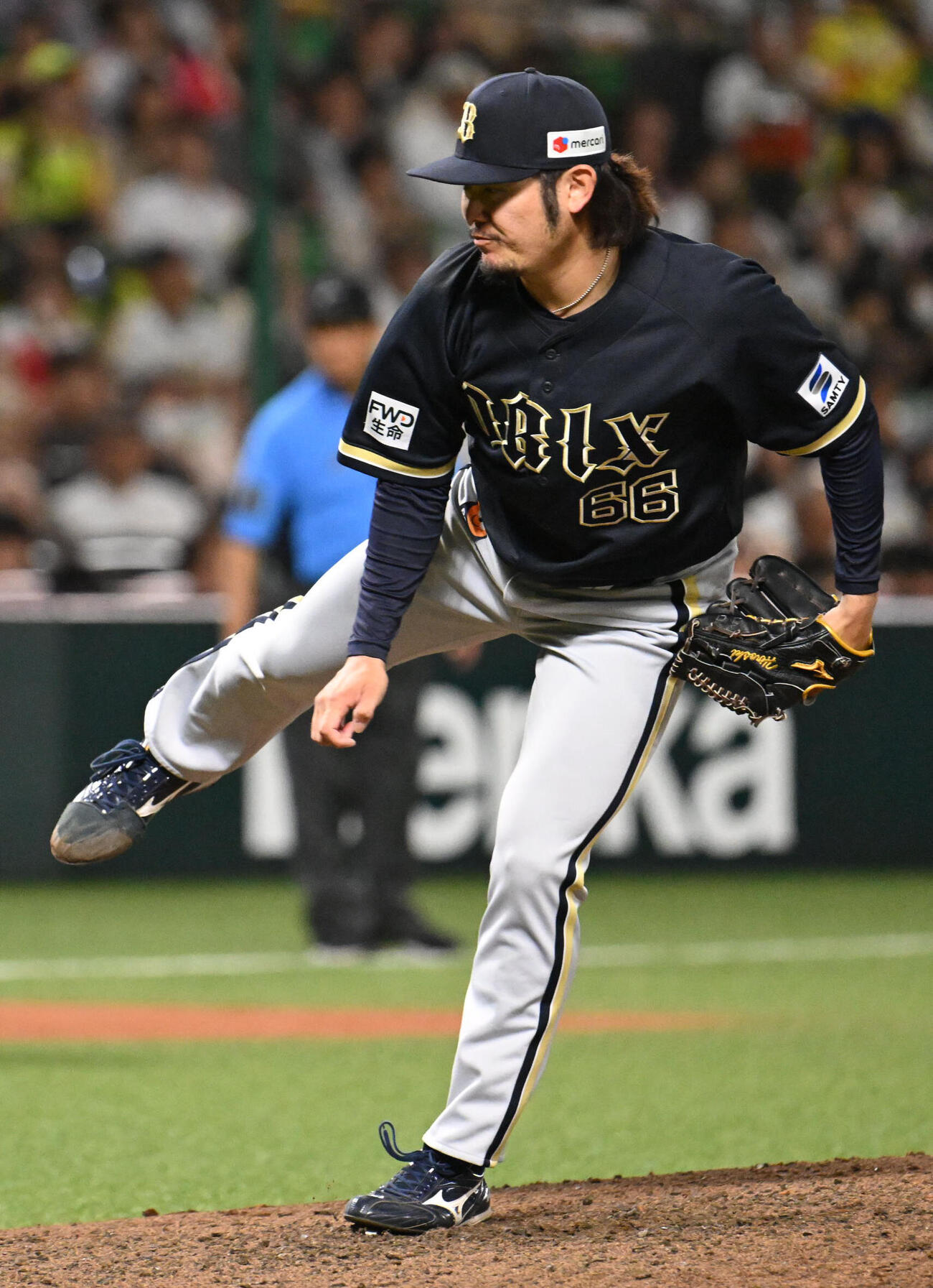 ソフトバンク対オリックス　オリックス4番手投手の博志（撮影・林敢治）