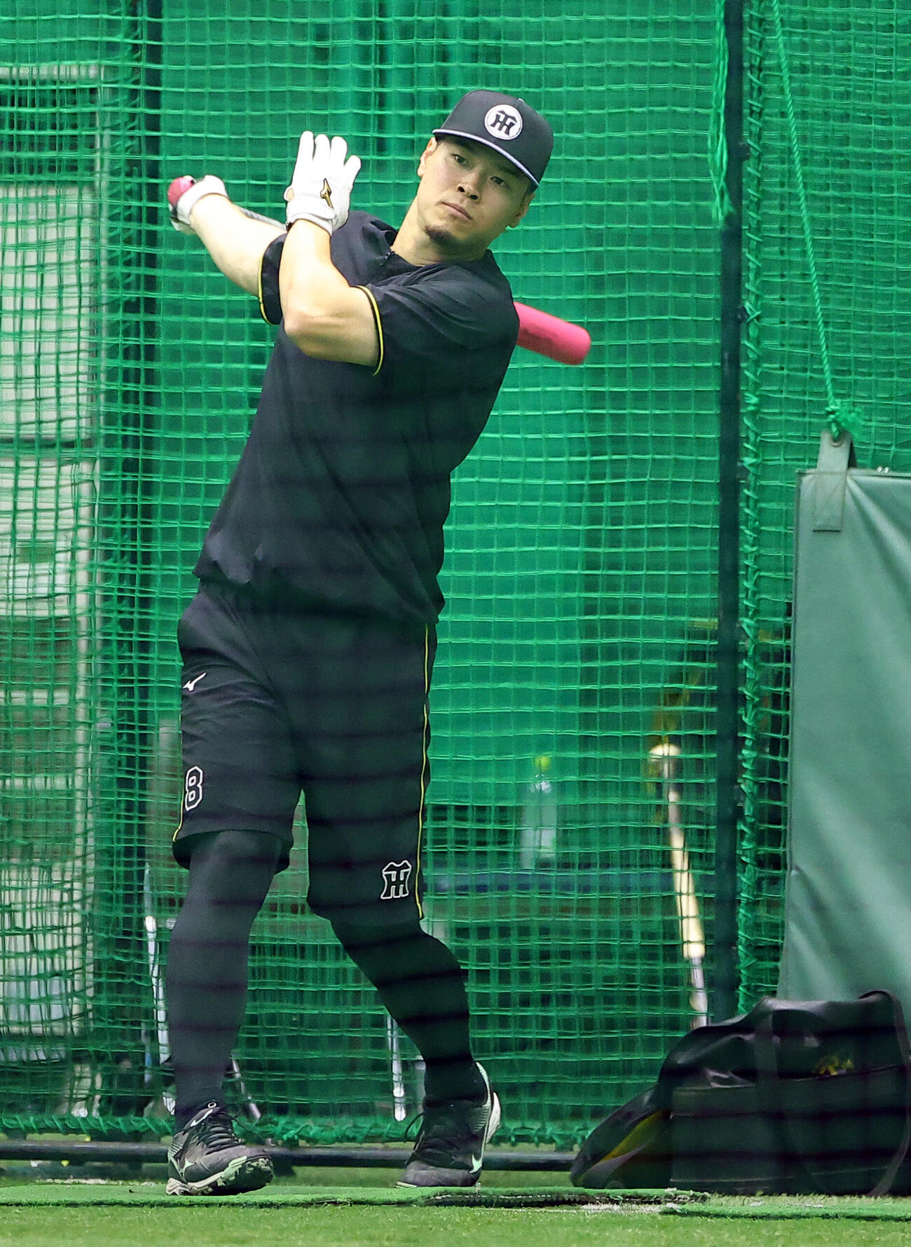阪神対ヤクルト　打撃練習をする佐藤輝明（撮影・上田博志)