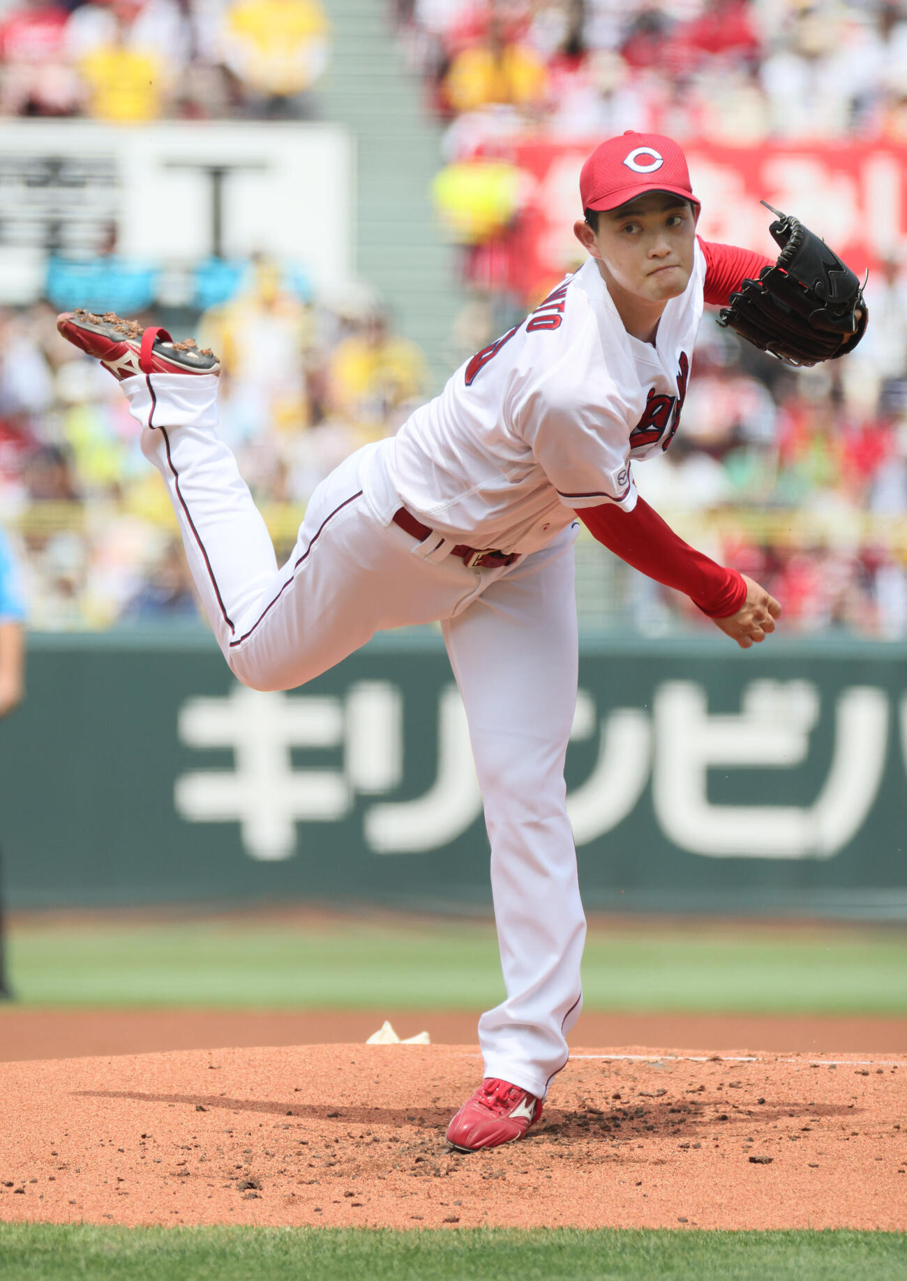 広島対阪神　広島先発の岡本駿（撮影・加藤孝規）