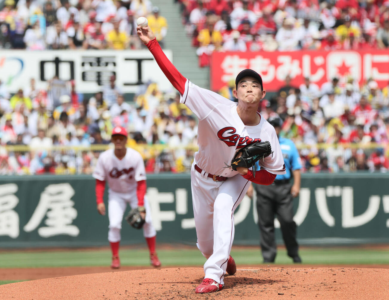 広島対阪神　広島先発の岡本駿（撮影・加藤孝規）