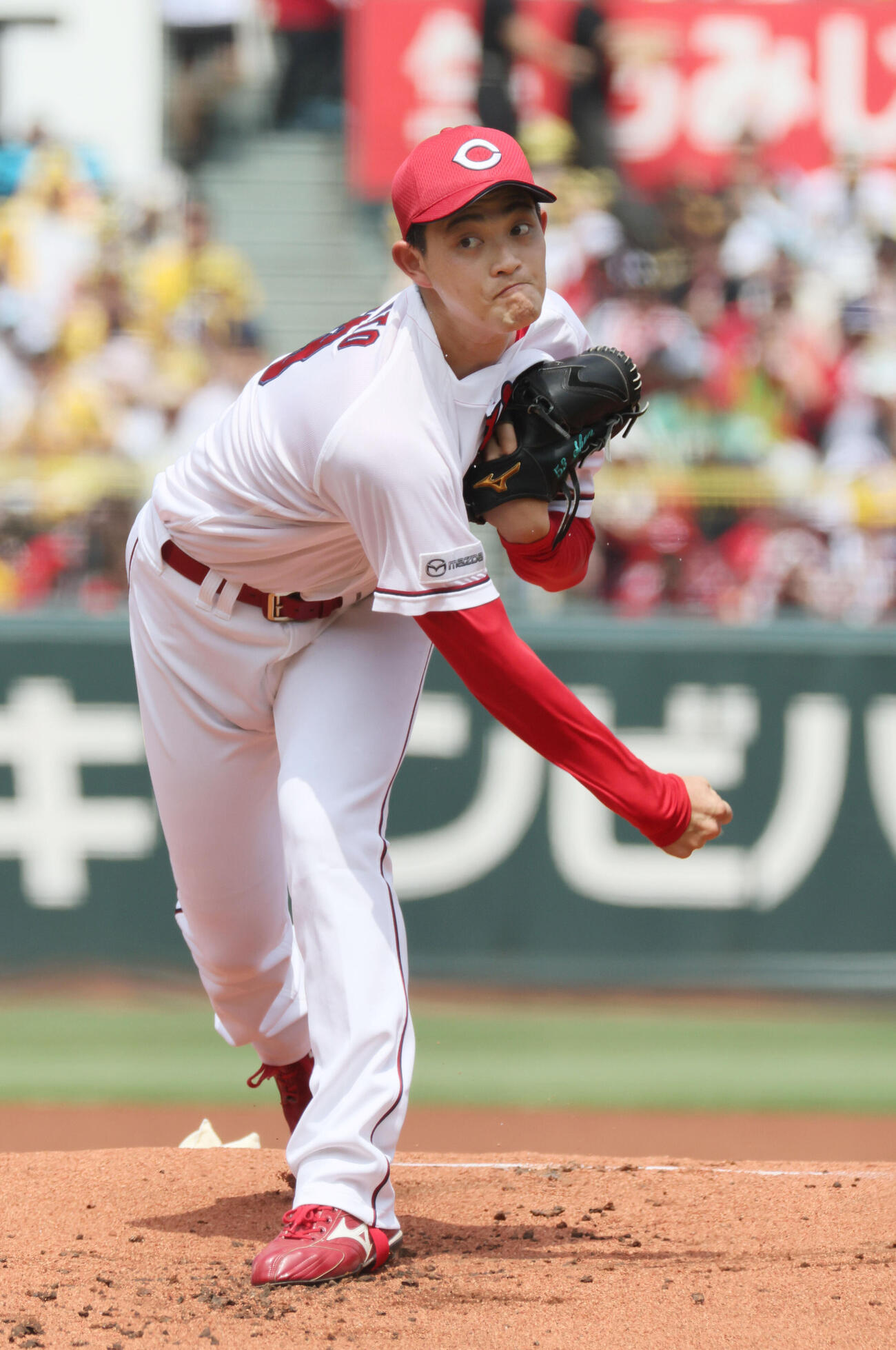 広島対阪神　広島先発の岡本駿（撮影・加藤孝規）