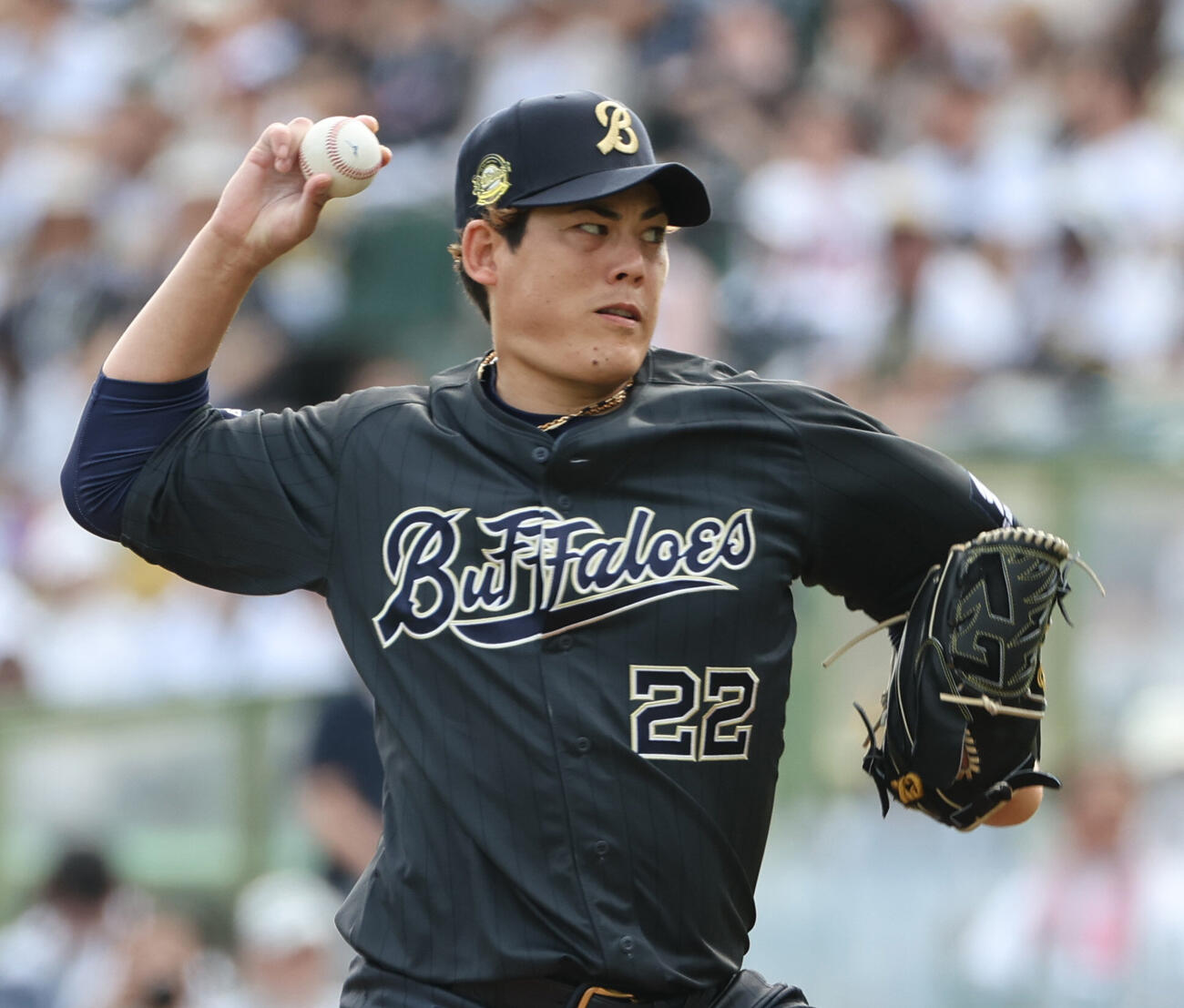 オリックス対楽天　力投するオリックス先発の九里亜蓮（撮影・西尾就之）