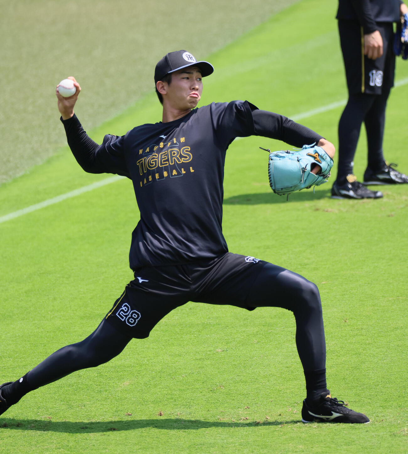 キャッチボールに励む阪神今朝丸裕喜（撮影・宮崎幸一）