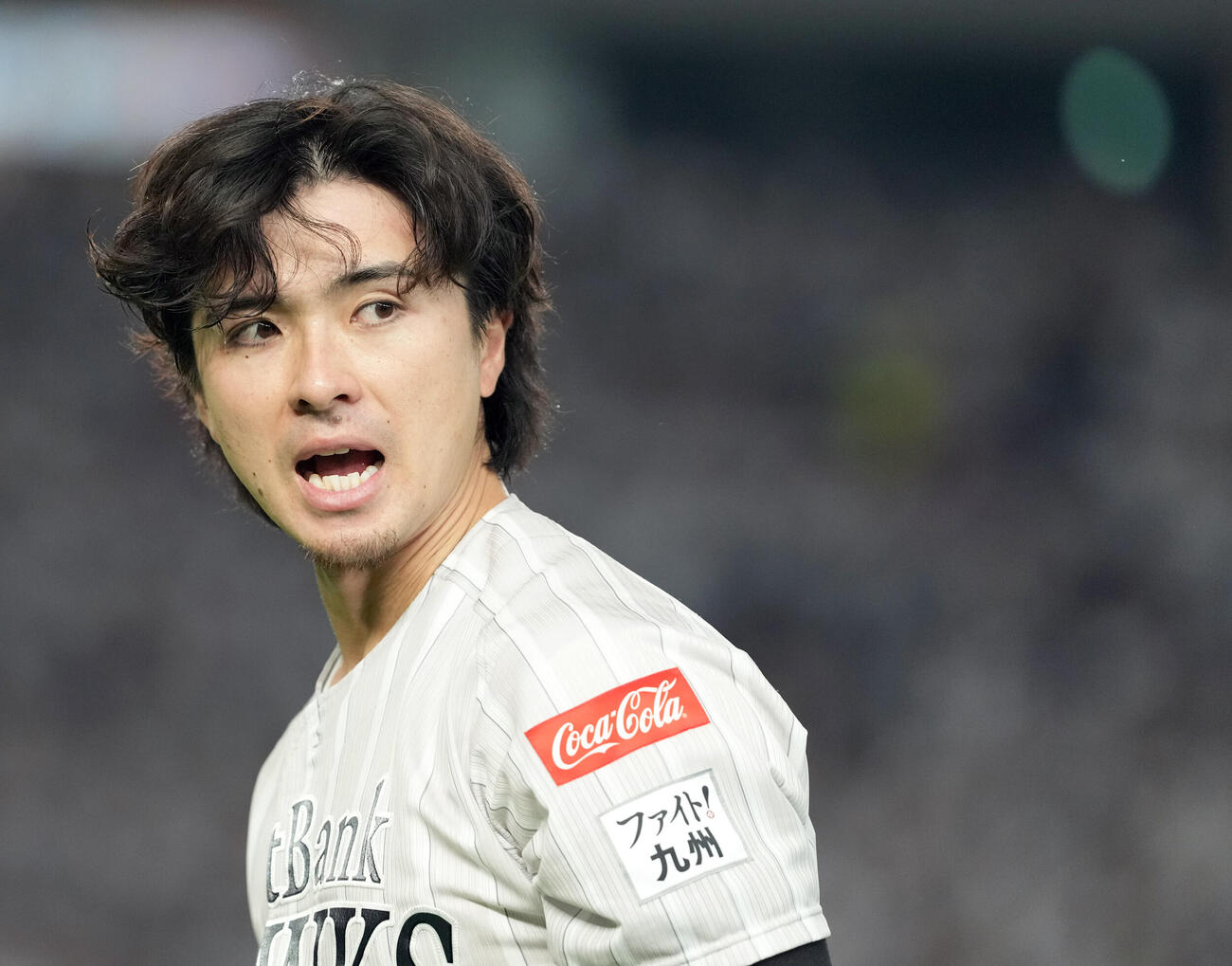 ソフトバンク対西武　6回を投げ8奪三振無失点に抑えたソフトバンク上沢直之は気迫の表情を見せる（撮影・たえ見朱実）