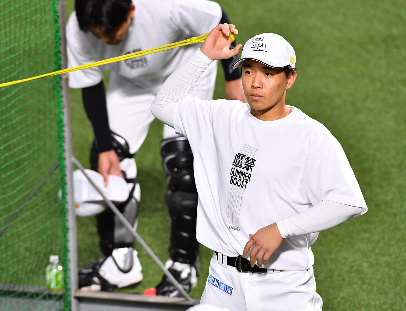 ソフトバンク対西武　試合前、練習を行うソフトバンク北斗（撮影・岩下翔太）