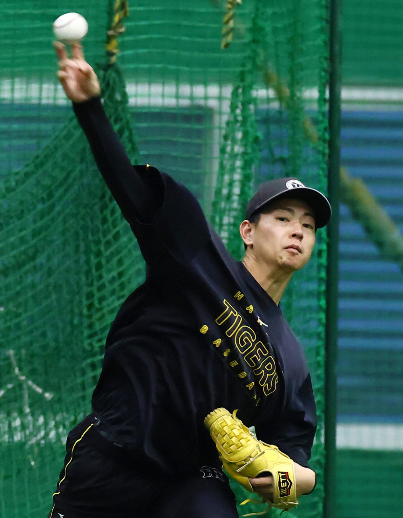 阪神対中日　練習でキャッチボールする阪神下村海翔　（撮影・加藤哉）