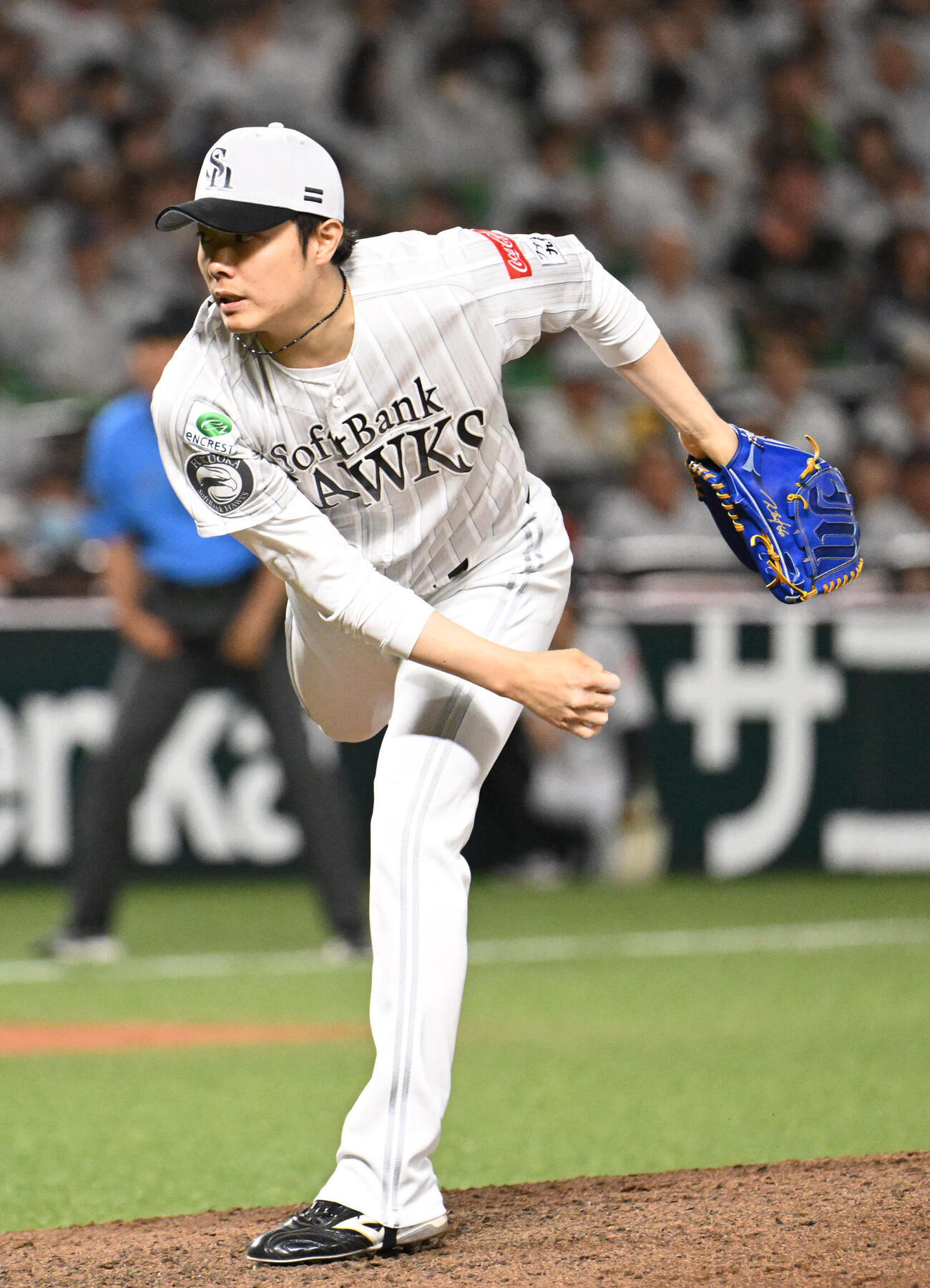 ソフトバンク対西武　ソフトバンク2番手投手の松本裕樹（撮影・林敢治）