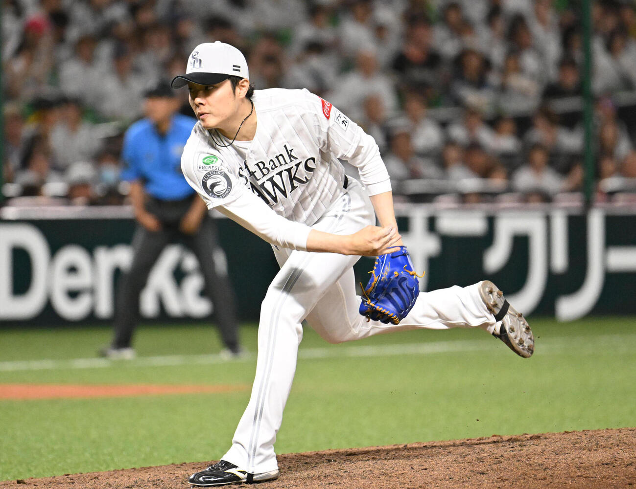 ソフトバンク対西武　ソフトバンク2番手投手の松本裕樹（撮影・林敢治）
