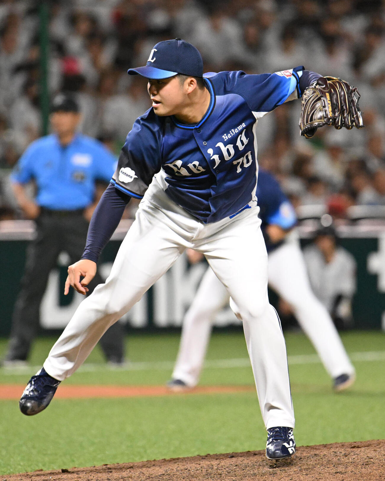 ソフトバンク対西武　西武2番手投手の豆田泰志（撮影・林敢治）