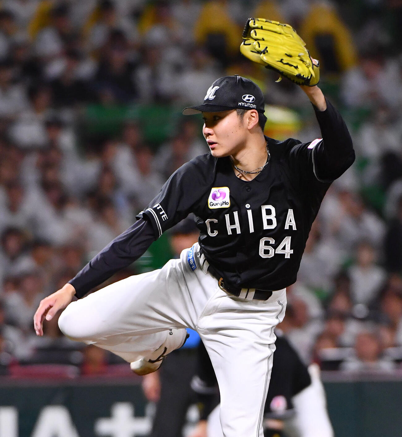 ソフトバンク対ロッテ　ロッテ先発の広池康志郎（撮影・岩下翔太）