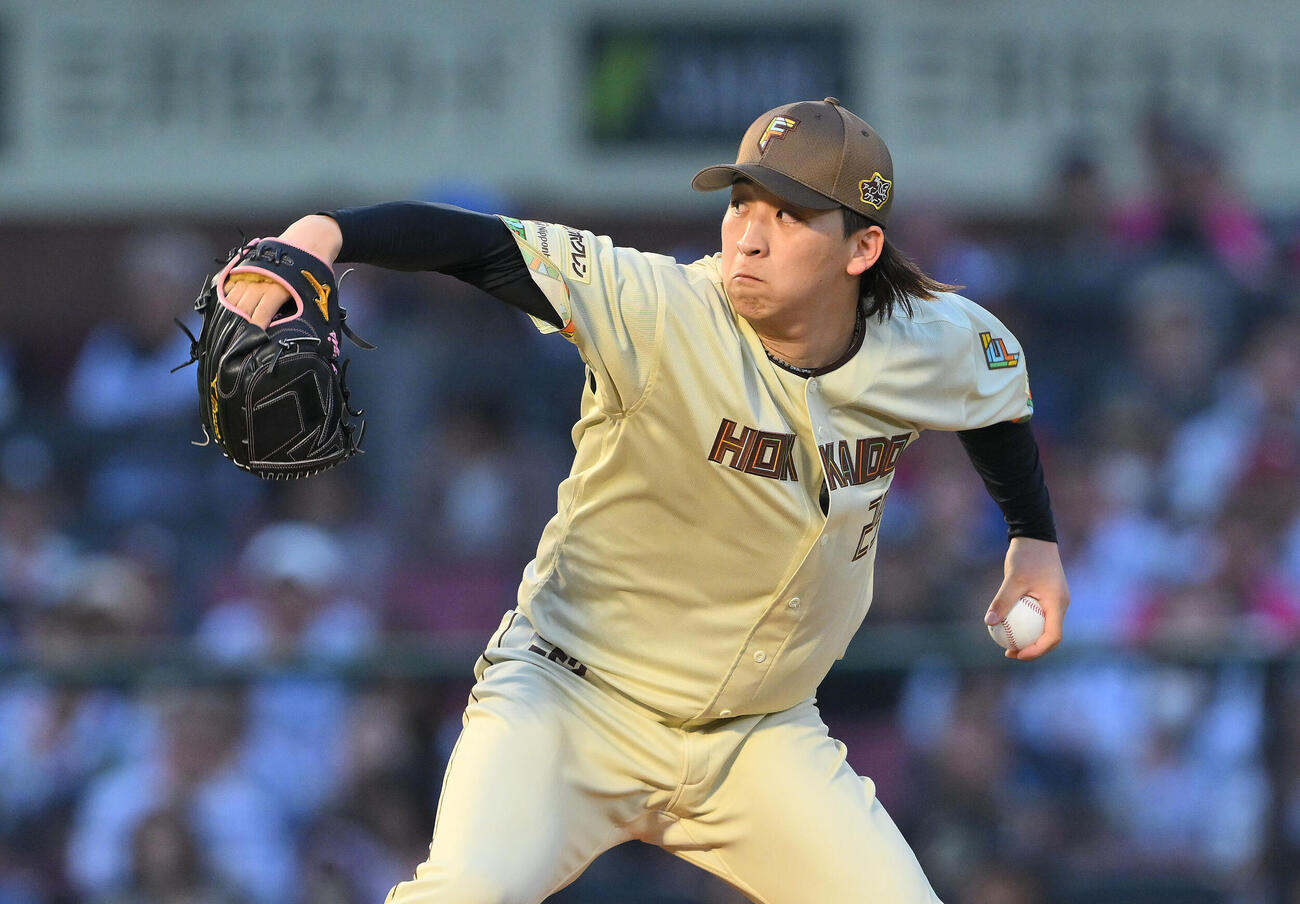 楽天対日本ハム　日本ハム先発の細野晴希（撮影・滝沢徹郎）