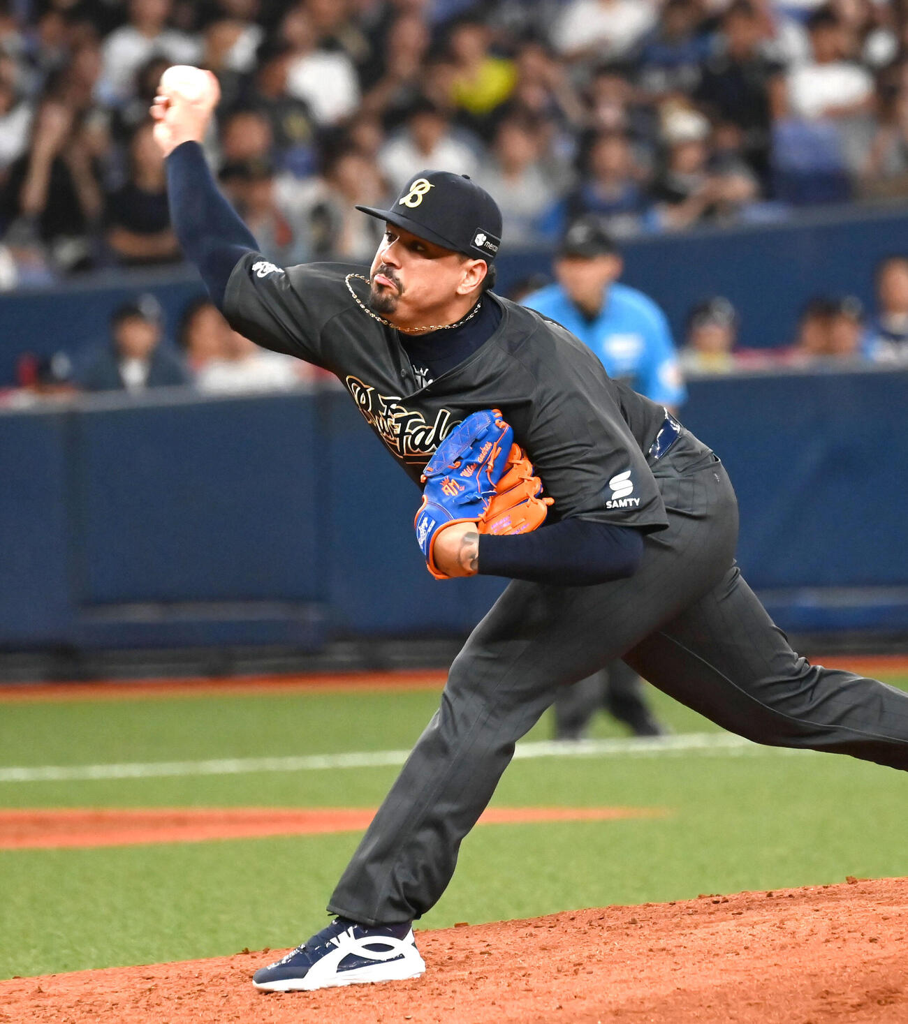 オリックス対西武　オリックス3番手のアンドレス・マチャド（撮影・石井愛子）