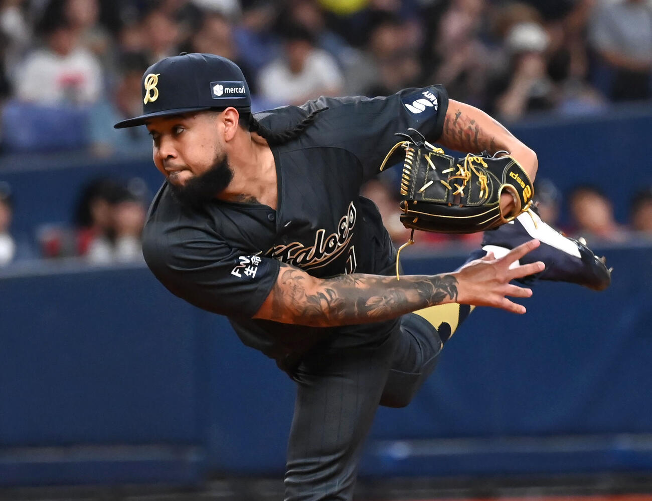 オリックス対西武　力投するオリックス先発のアンダーソン・エスピノーザ（撮影・石井愛子）
