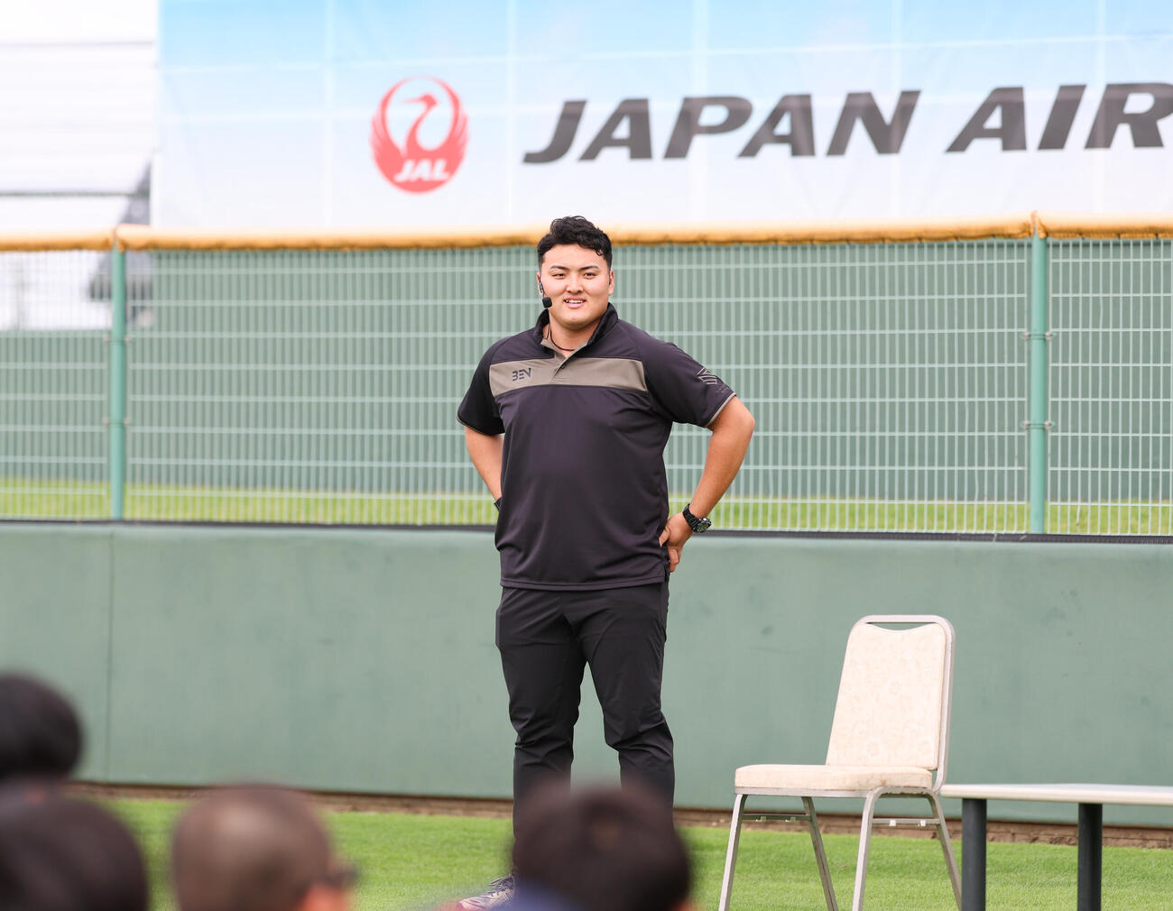 故郷交流イベントに登場した佐々木麟太郎（撮影・増田悦実）