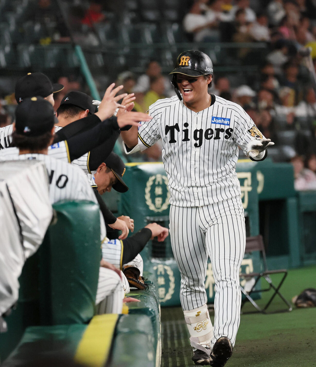 阪神対広島　5回裏阪神2死、前川右京は右翼へ本塁打を放つ（撮影・宮崎幸一）