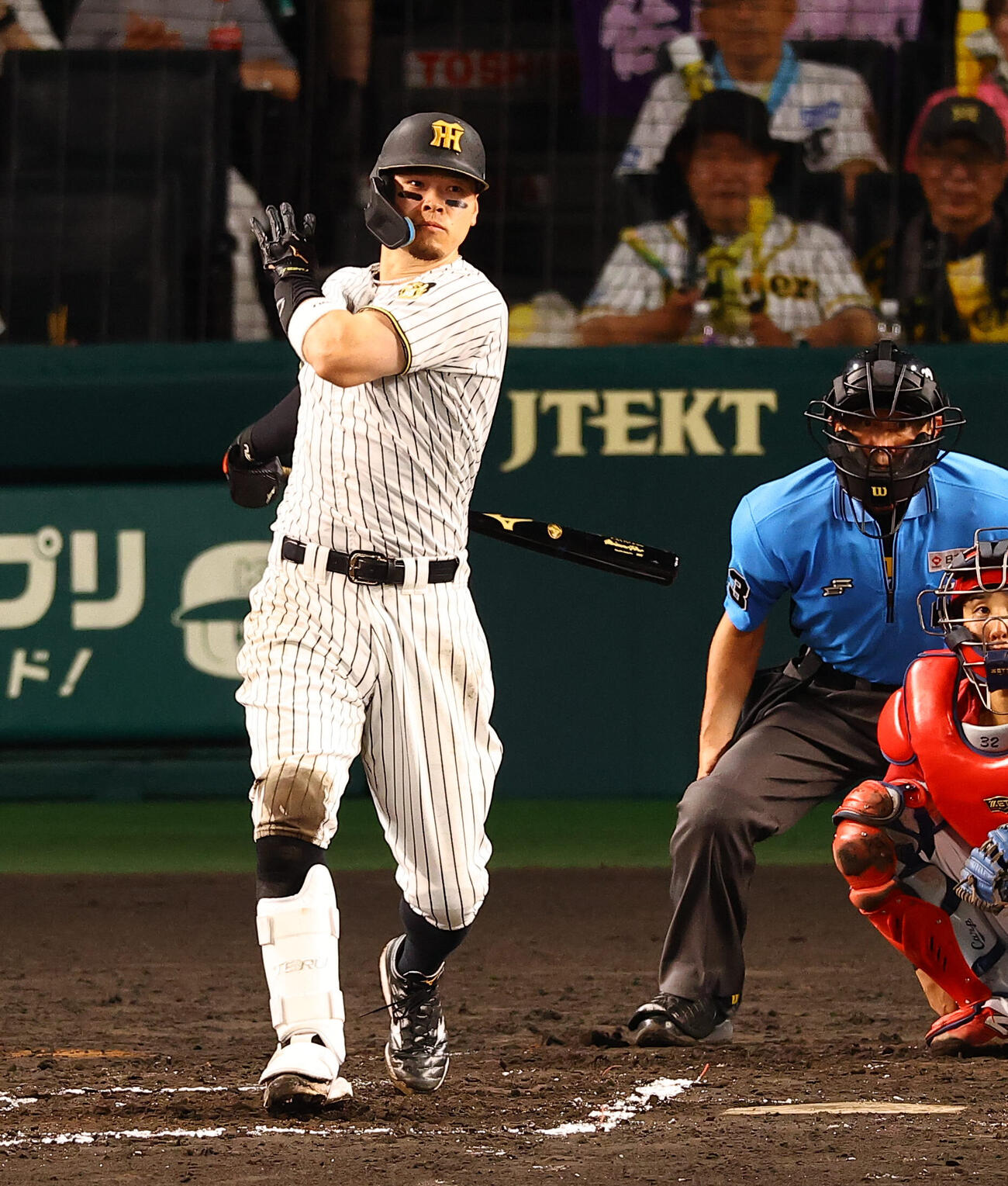 阪神対広島　7回裏阪神1死、佐藤輝明は安打を放つ（撮影・上田博志）