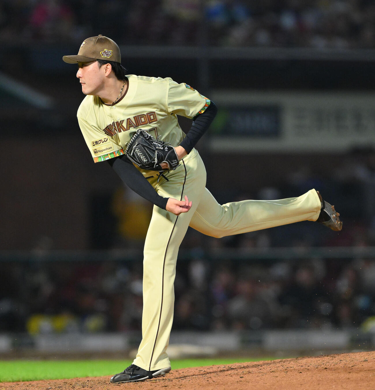 楽天対日本ハム　日本ハム5番手で登板する柳川大晟（撮影・滝沢徹郎）