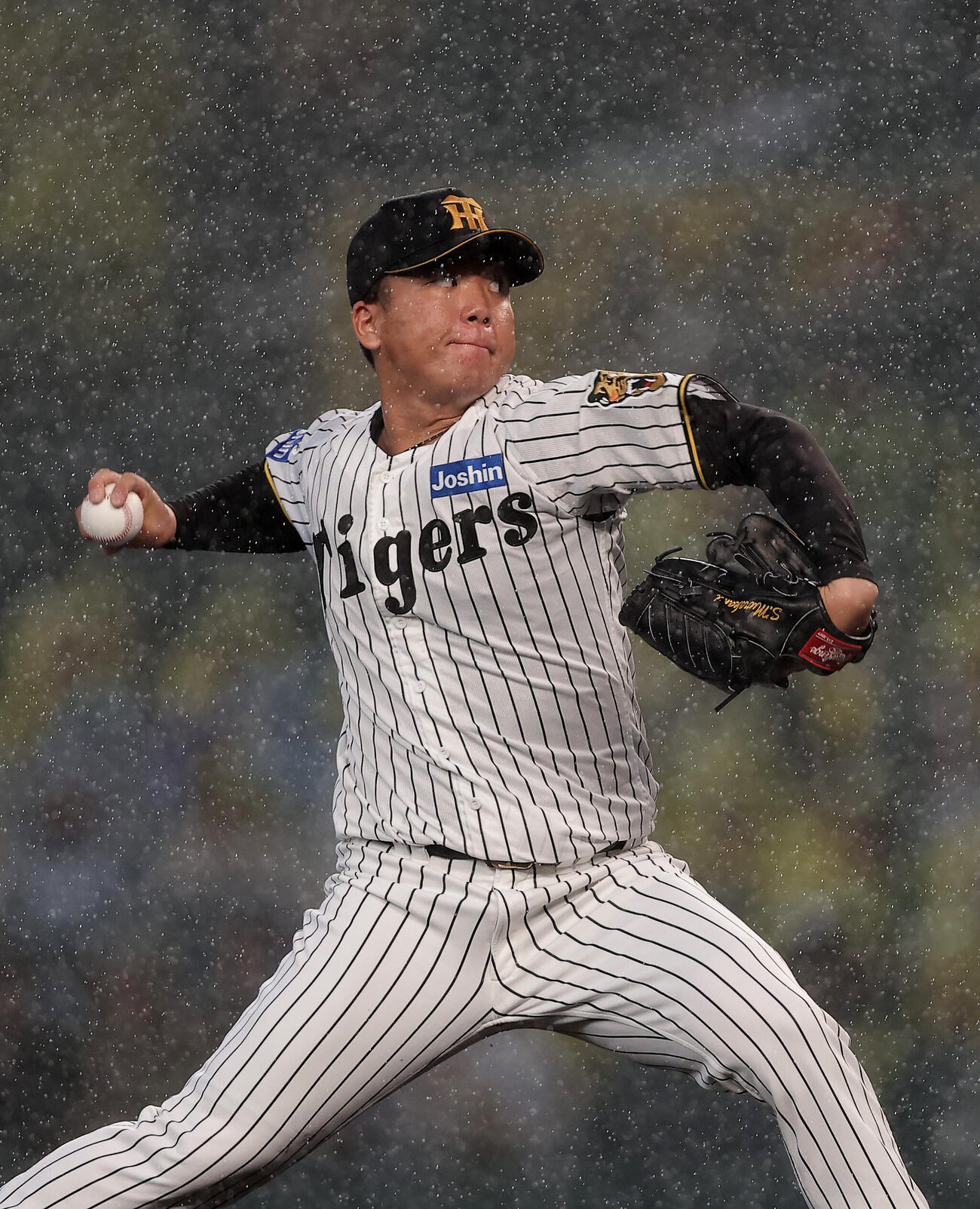 阪神対広島　雨脚が強まる中で力投する阪神先発の村上頌樹（撮影・前田充）