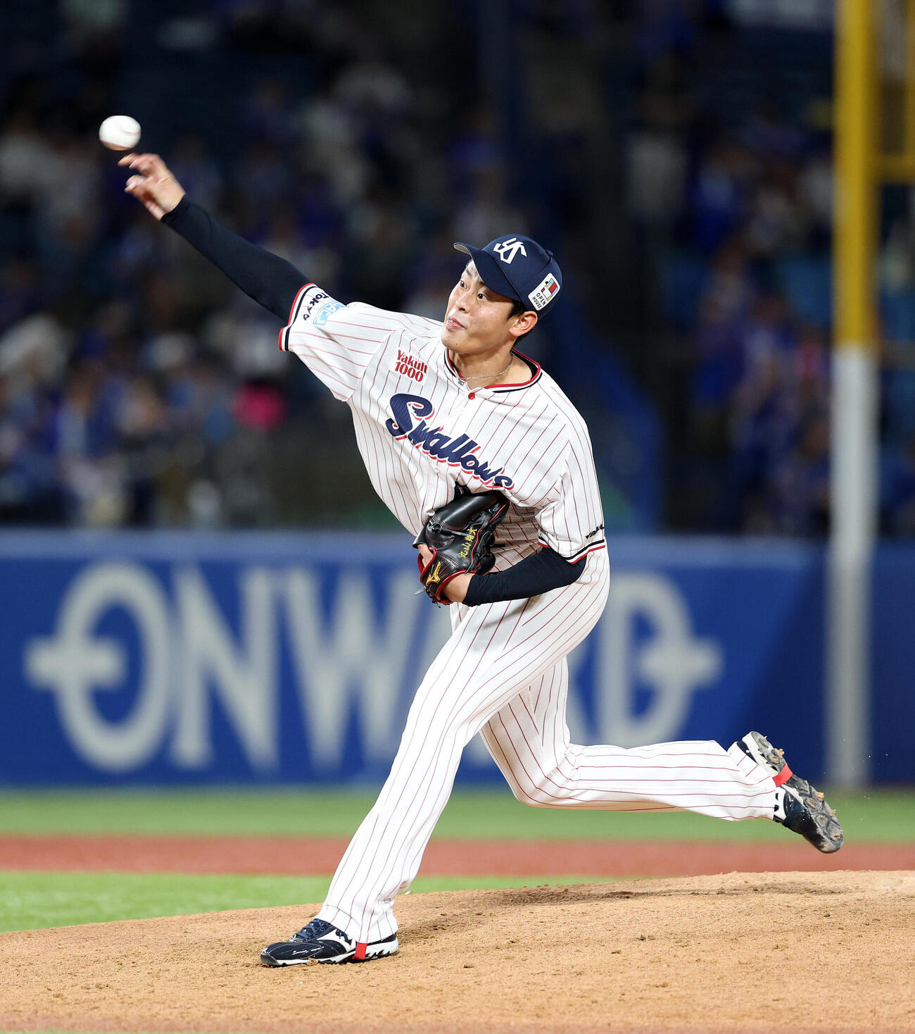 ヤクルト対DeNA　力投するヤクルト2番手の丸山翔大（撮影・鈴木正人）