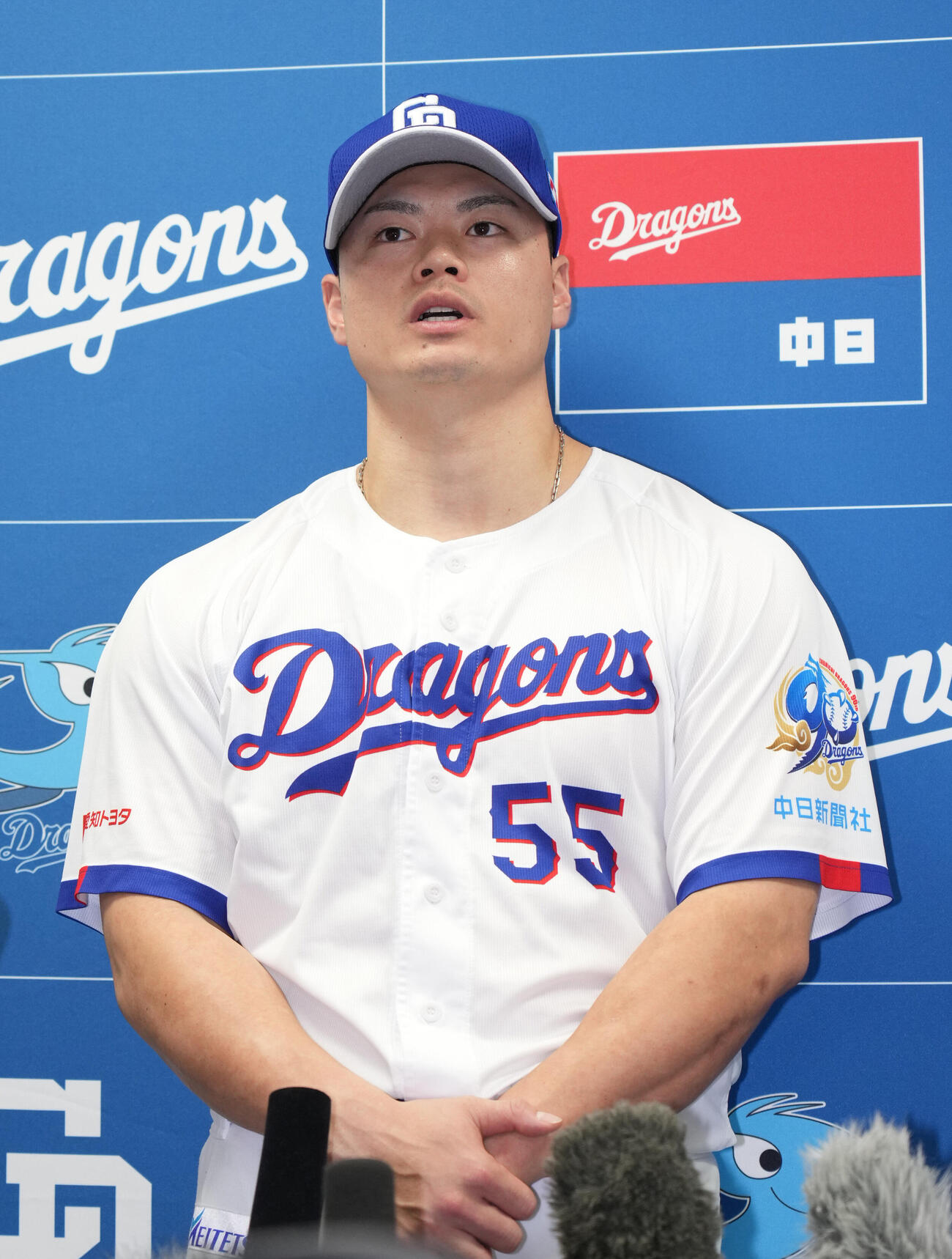 マイナビオールスターゲーム2026に選出され会見する細川成也（撮影・森本幸一）