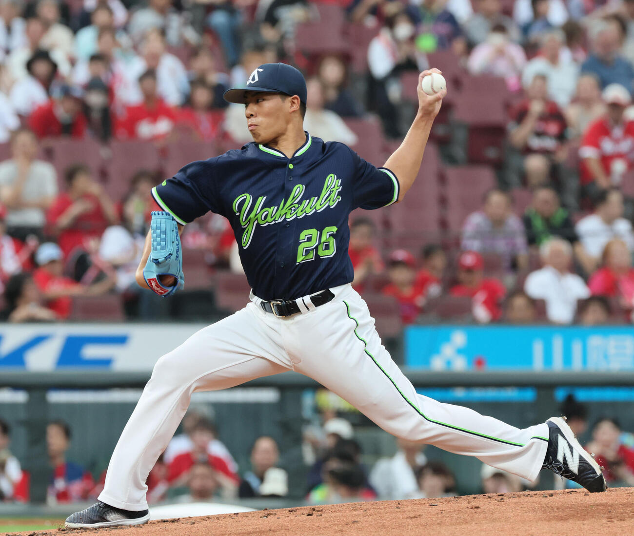 広島対ヤクルヤクルト先発の山野太一（撮影・加藤孝規）