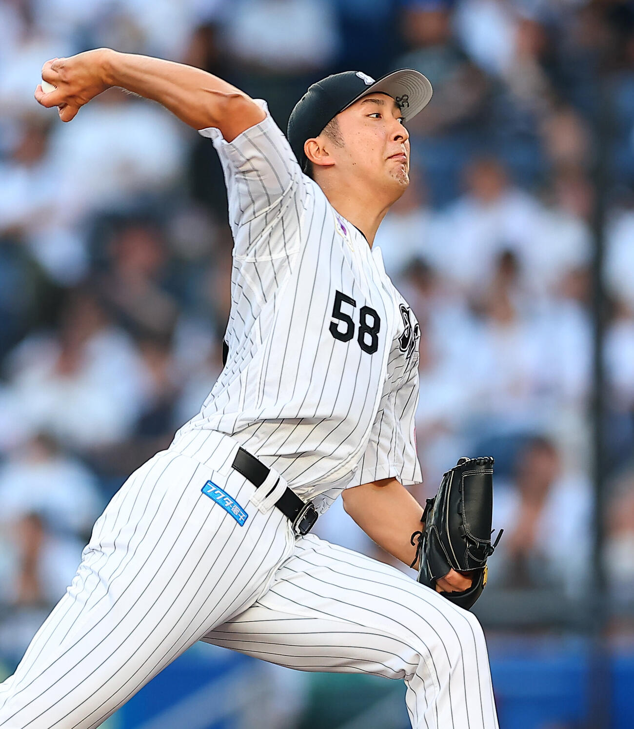 ロッテ対日本ハム　ロッテ先発の河村説人（撮影・野上伸悟）