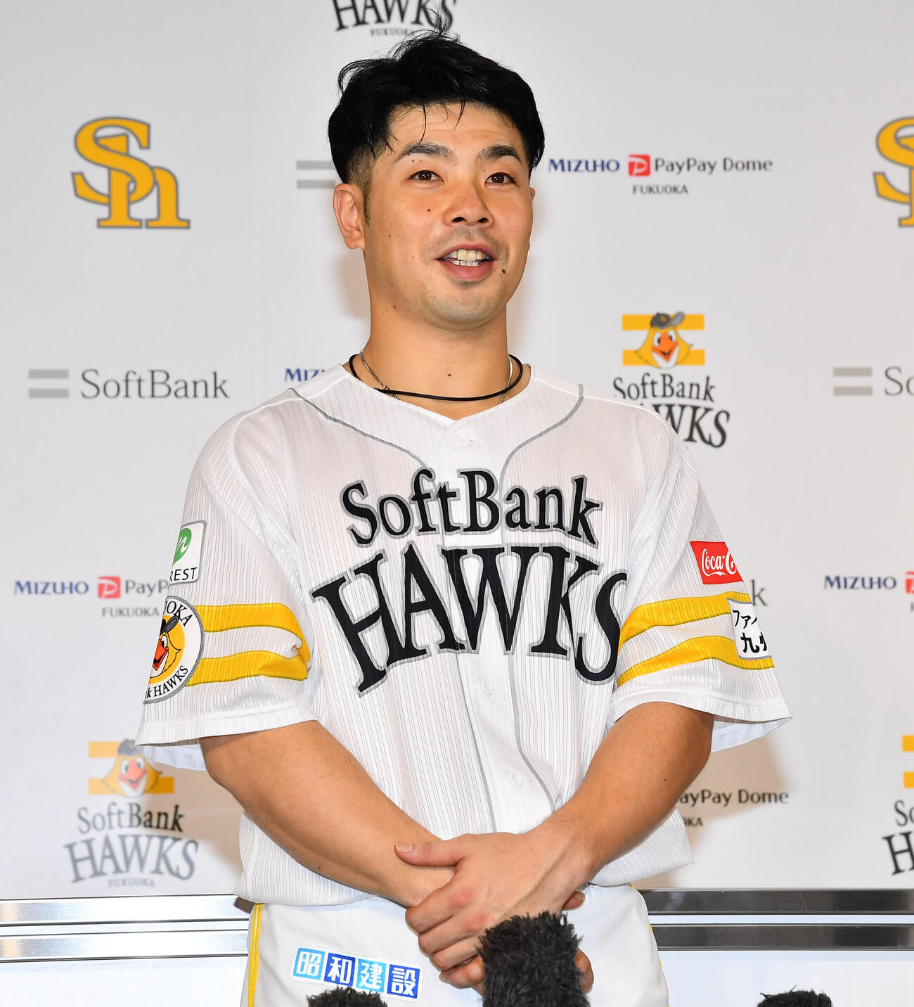マイナビオールスターゲーム2026に選手間投票で選出され、会見を行うソフトバンク近藤健介（撮影・岩下翔太）