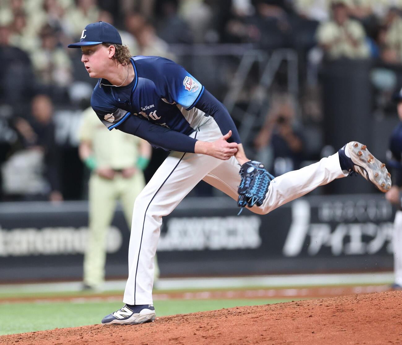 日本ハム対西武　8回に登板のウインゲンター（撮影・黒川智章）　