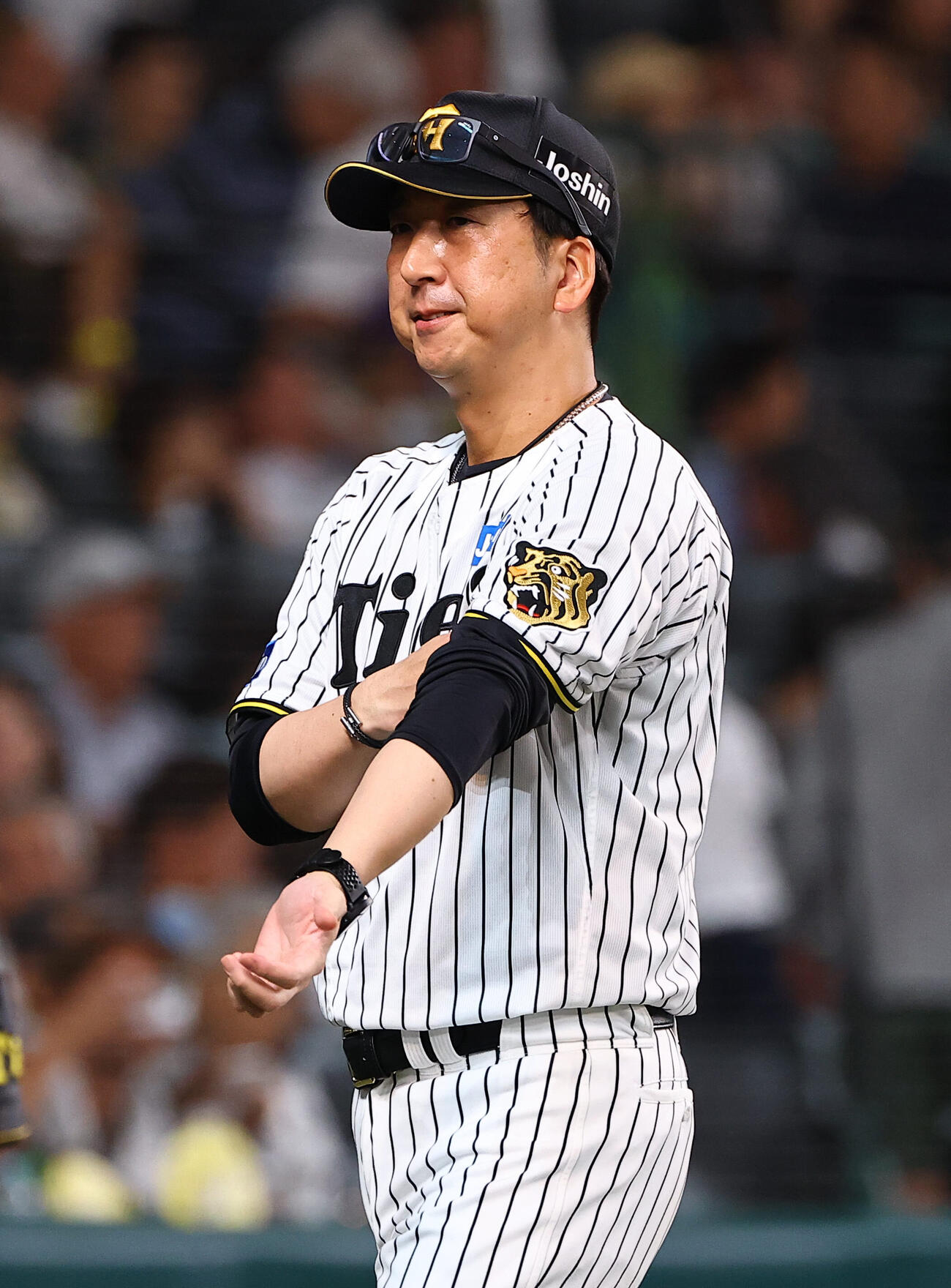 阪神対ヤクルト　選手交代を告げる藤川球児監督（撮影・上田博志）