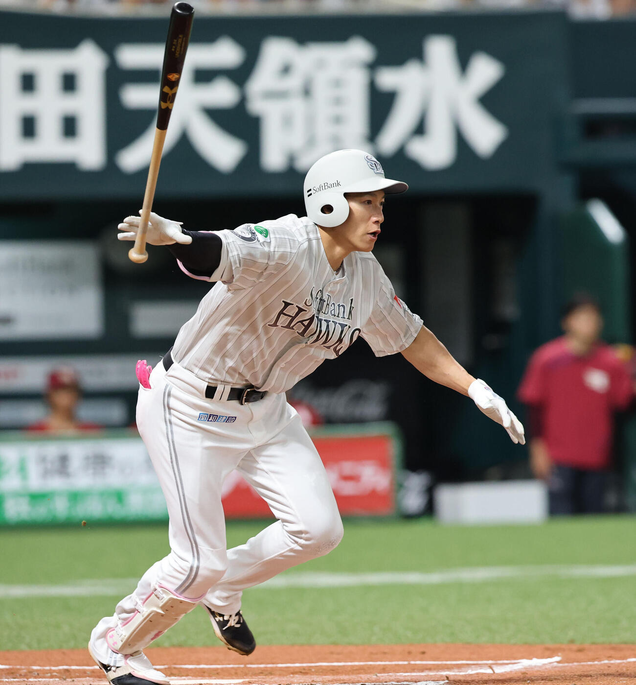 ソフトバンク対楽天　1回ソフトバンク1死三塁、柳田悠岐は適時打を放つ（撮影・梅根麻紀）