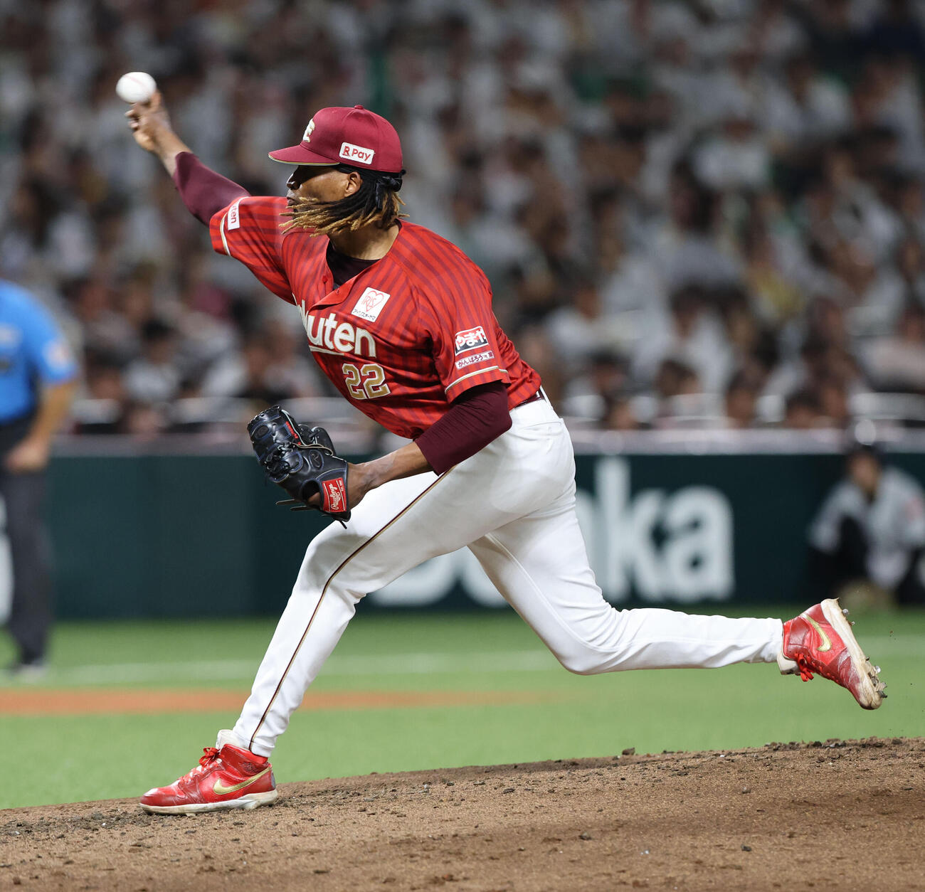 ソフトバンク対楽天　楽天先発のウレーニャ（撮影・梅根麻紀）