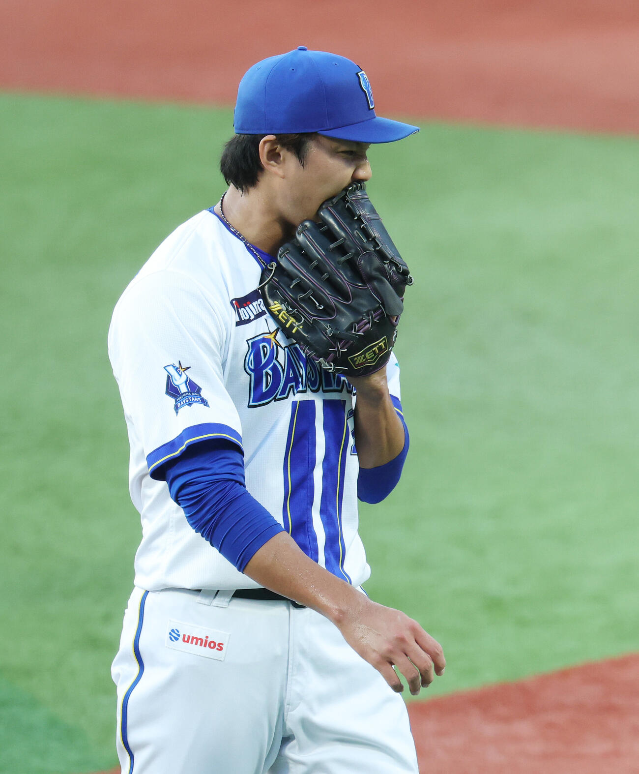 DeNA対巨人　1回表を終えたDeNA先発の藤浪晋太郎（撮影・宮地輝）