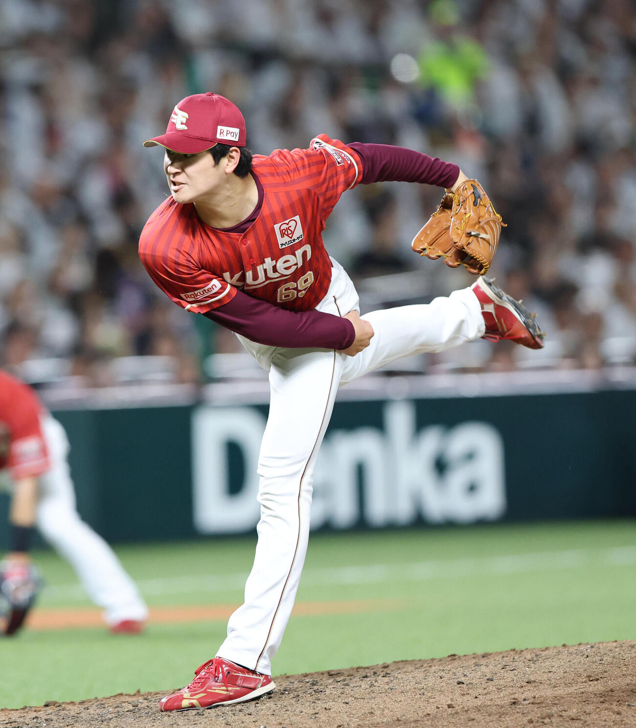 ソフトバンク対楽天　7回に登板した楽天内星龍（撮影・梅根麻紀）