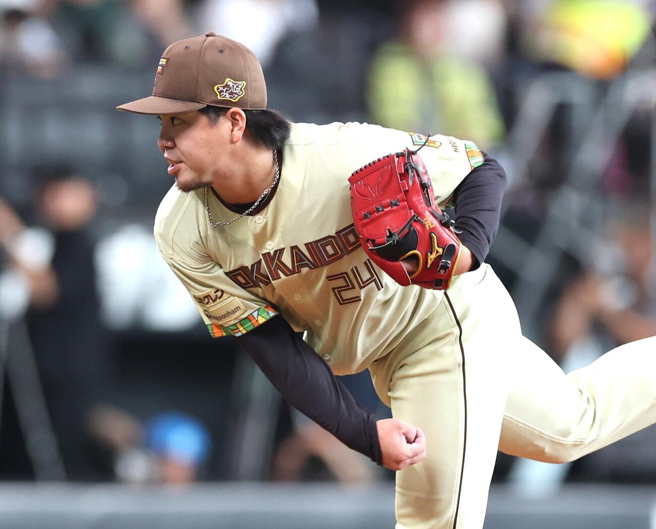 日本ハム対西武　5回途中登板の金村尚真（撮影・黒川智章）