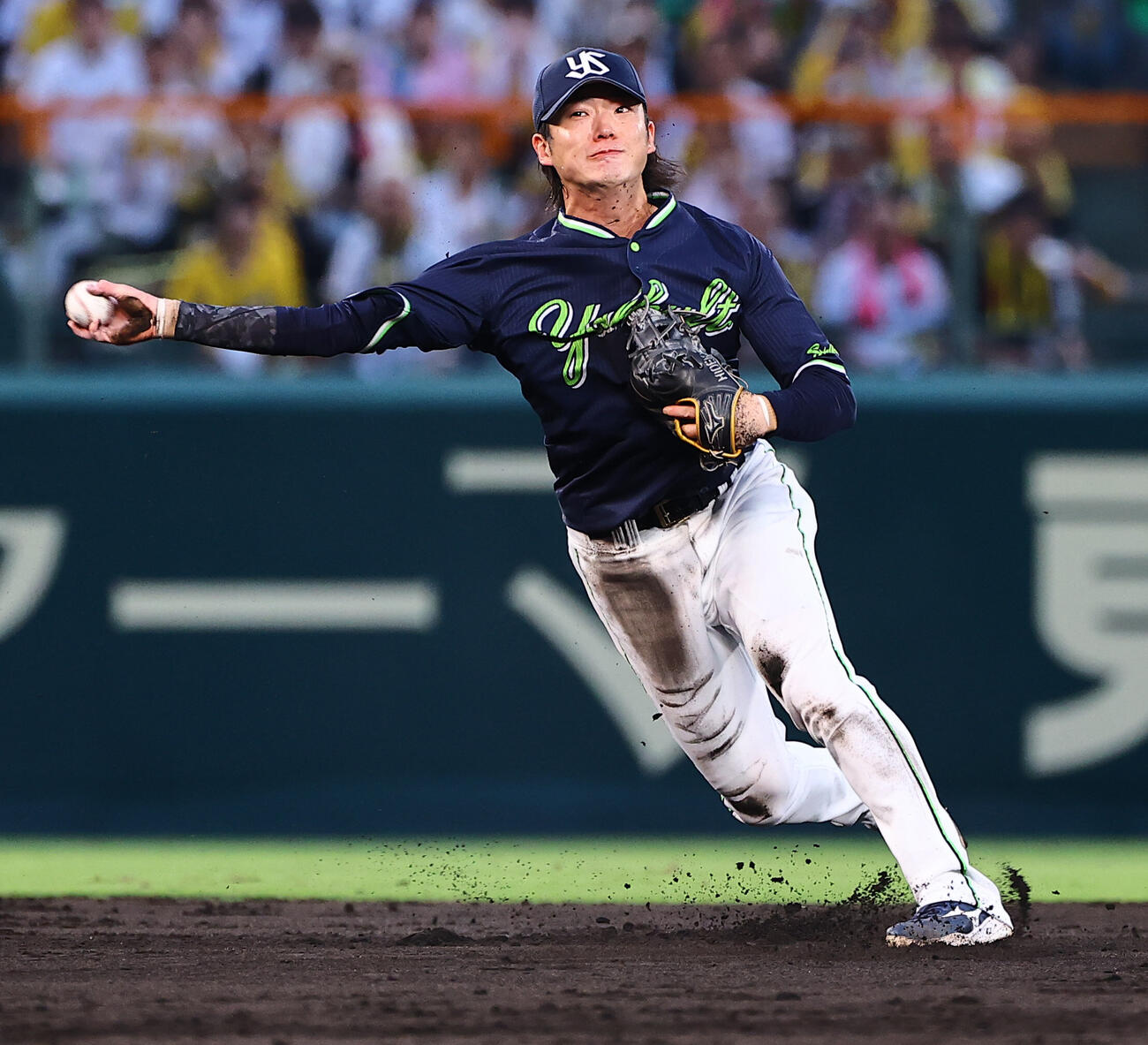 阪神対ヤクルト　3回裏阪神1死、長岡秀樹は熊谷敬宥の遊ゴロを軽快にさばく（撮影・上田博志）