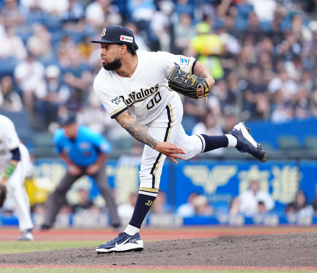 ロッテ対オリックス　力投するオリックス先発のアンダーソン・エスピノーザ（撮影・鈴木どり）