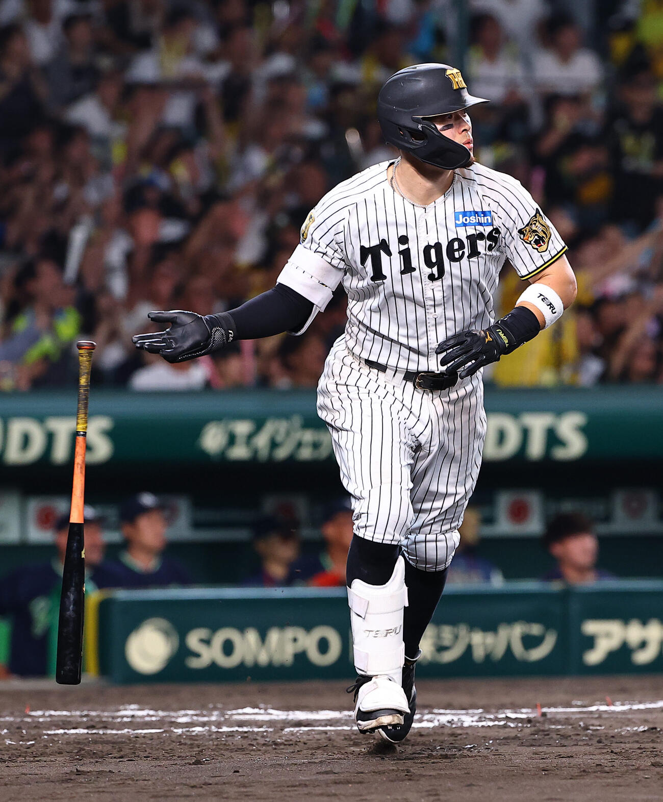 阪神対ヤクルト　7回裏阪神1死一塁、佐藤輝明は2点本塁打を放つ（撮影・上田博志）