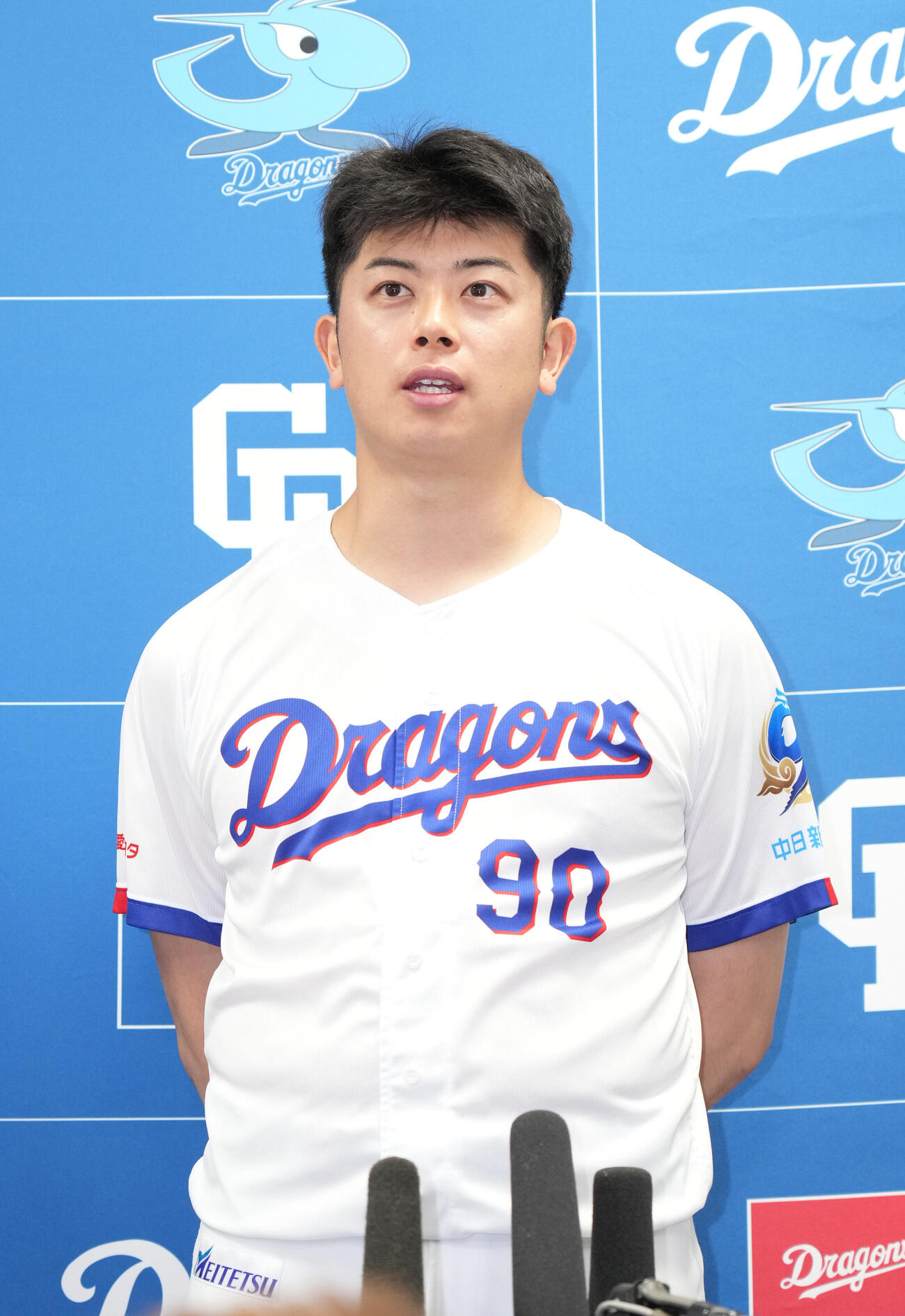 マイナビオールスターゲーム2026監督選抜・選出選手として出場が決まり会見する松山晋也（撮影・森本幸一）