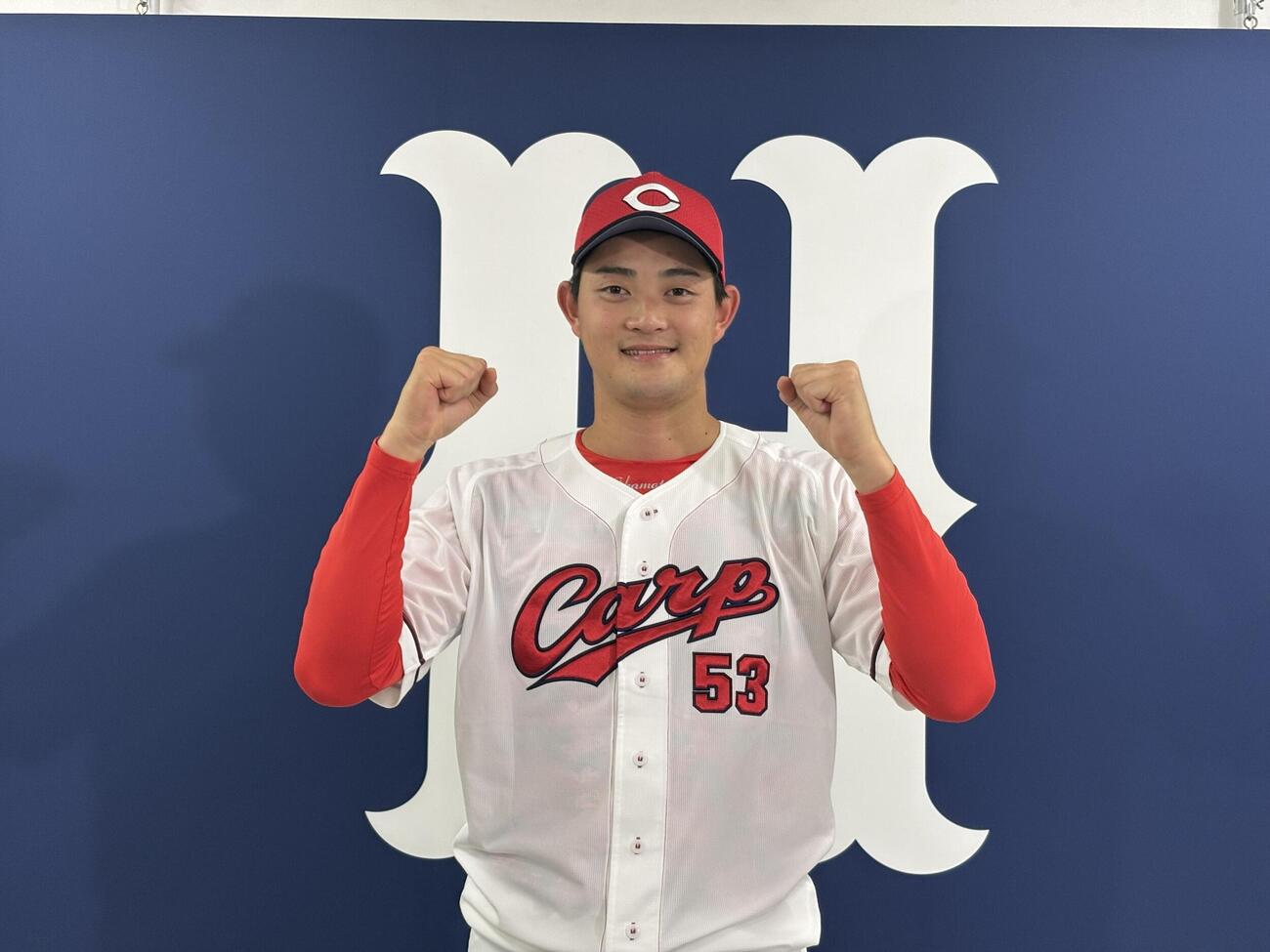 監督推薦で球宴初出場が決まった広島岡本駿投手（撮影・前原淳）
