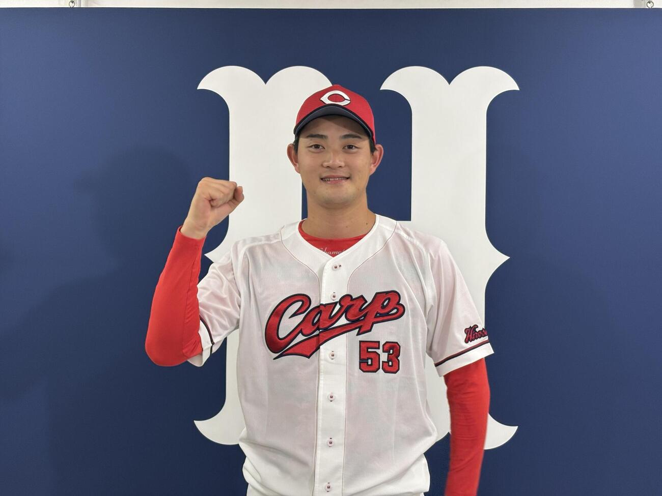 監督推薦で球宴初出場が決まった広島岡本駿投手（撮影・前原淳）