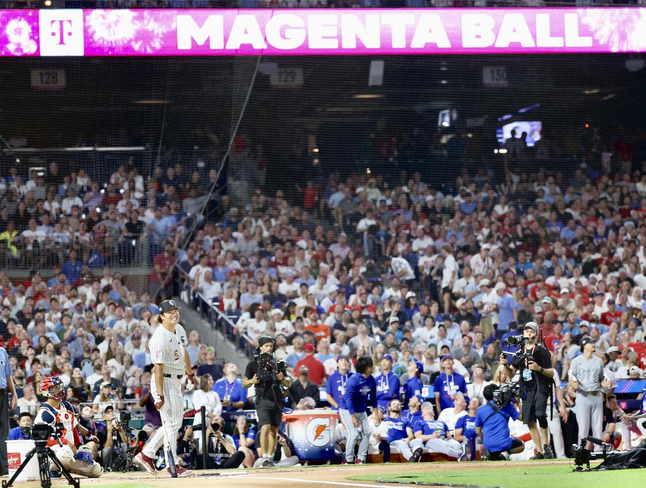 MLBホームランダービーに臨むホワイトソックス村上宗隆（撮影・河田真司）