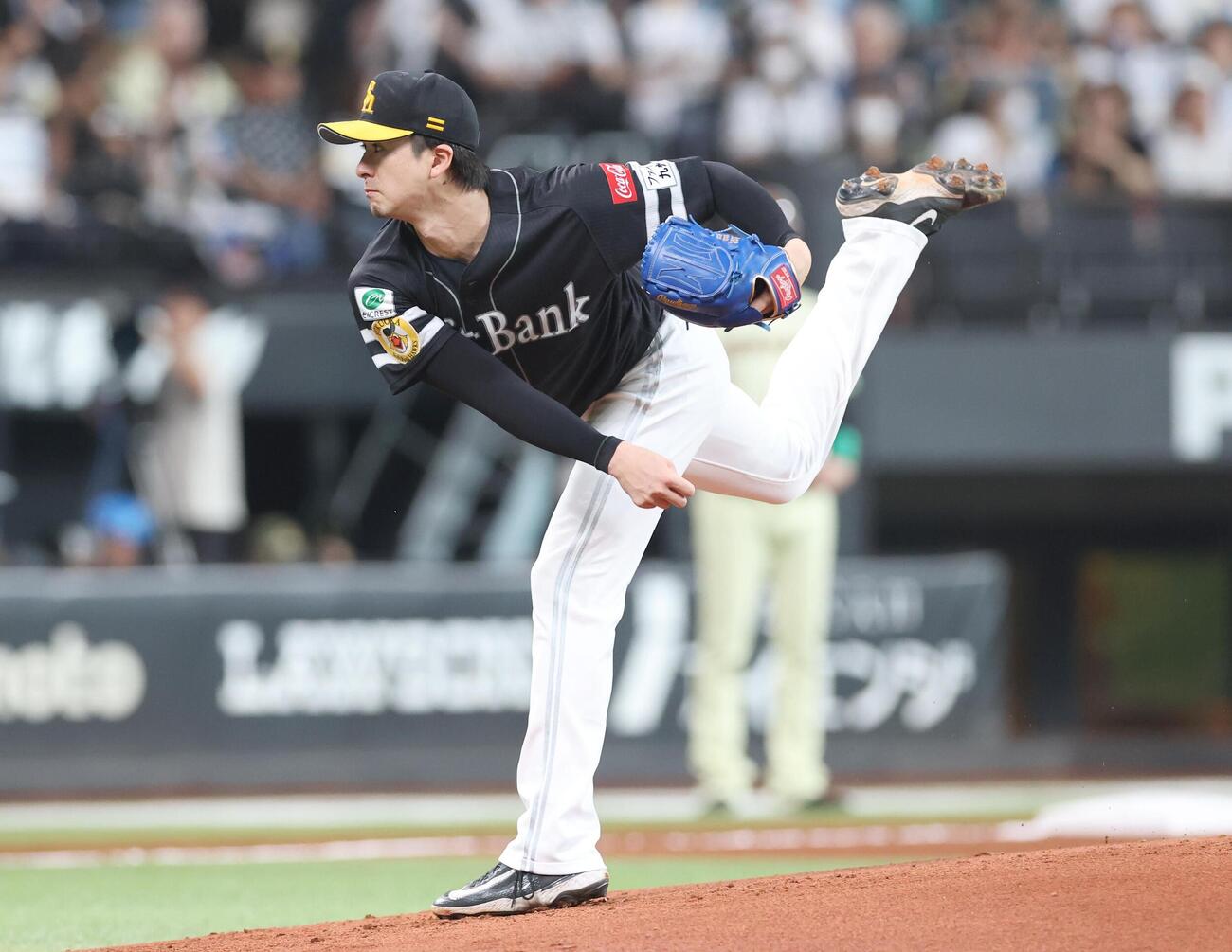日本ハム対ソフトバンク　ソフトバンク先発の上沢直之（撮影・黒川智章）