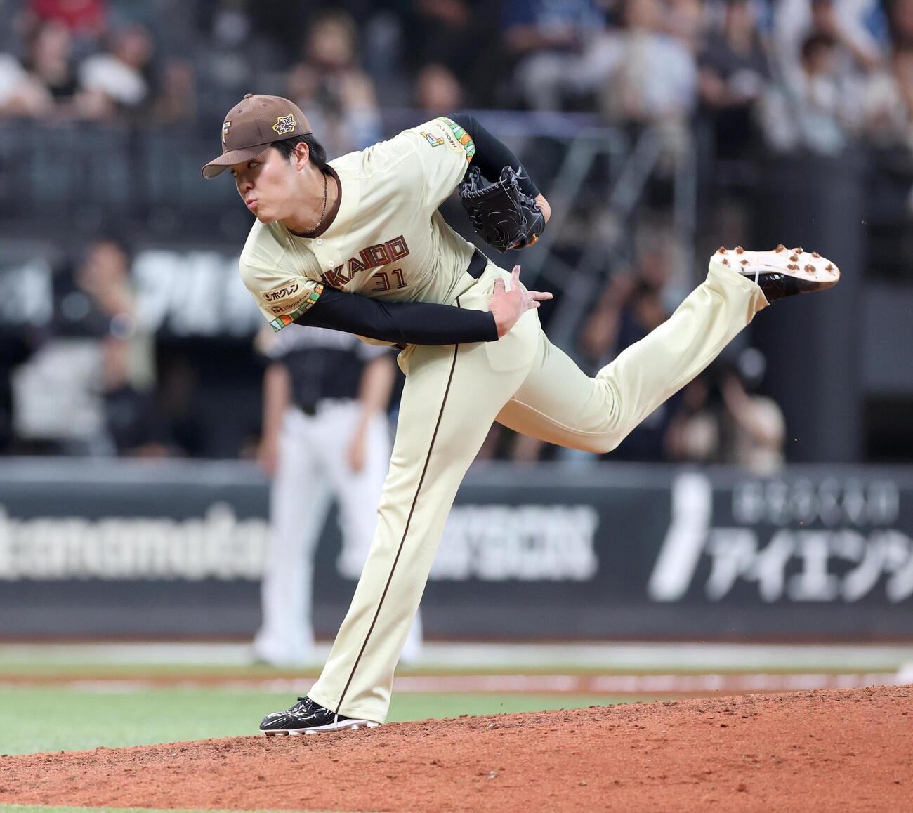 日本ハム対ソフトバンク　7回に登板の柴田獅子（撮影・黒川智章）