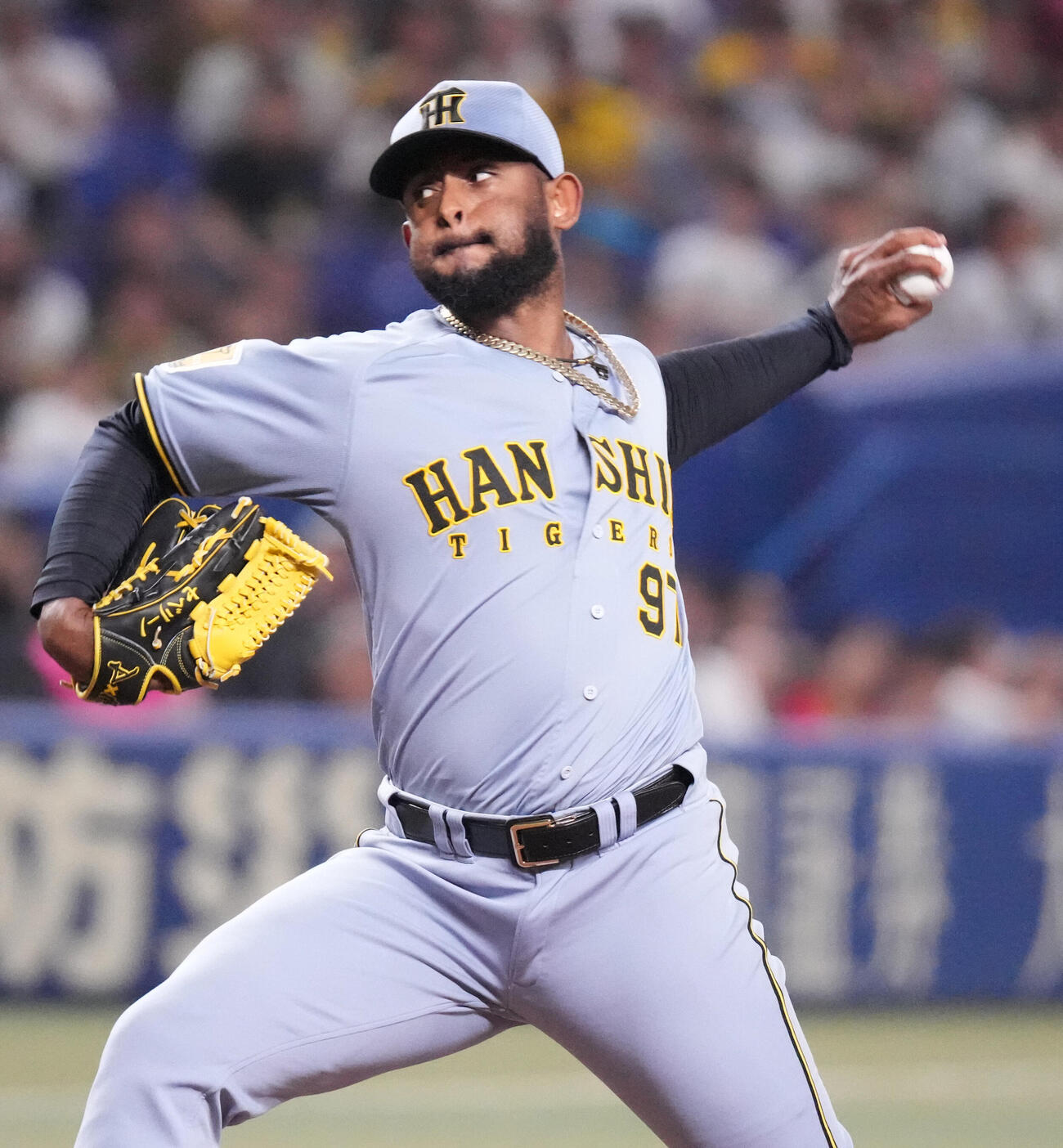 中日対阪神　8回裏、阪神4番手で登板するアンダーソン・セベリーノ（撮影・森本幸一）