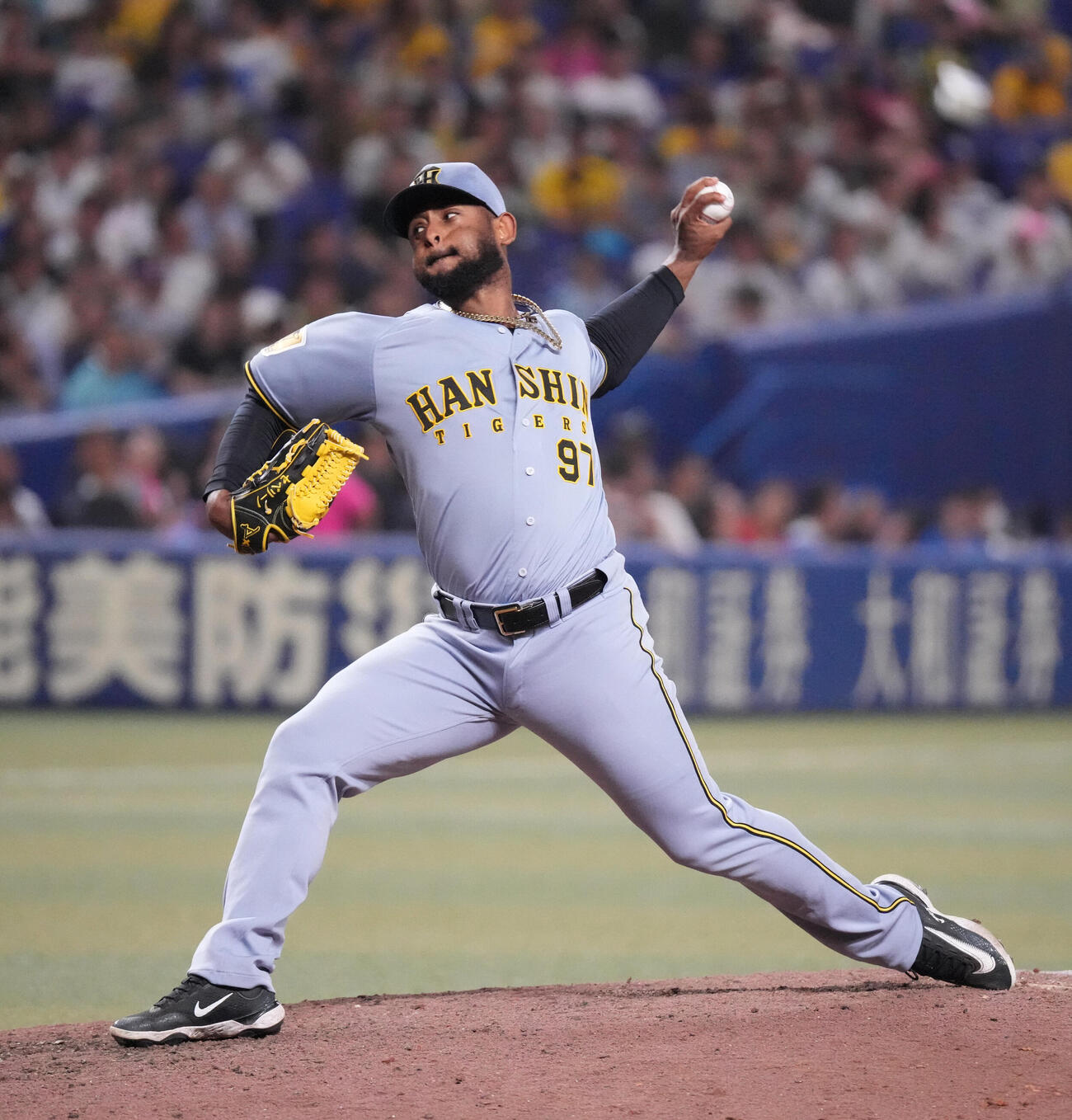 中日対阪神　8回裏、阪神4番手で登板するアンダーソン・セベリーノ（撮影・森本幸一）