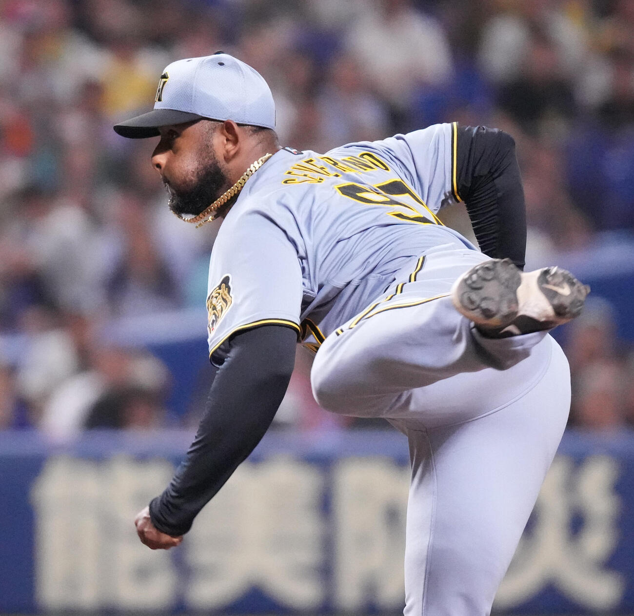中日対阪神　8回裏、阪神4番手で登板するアンダーソン・セベリーノ（撮影・森本幸一）