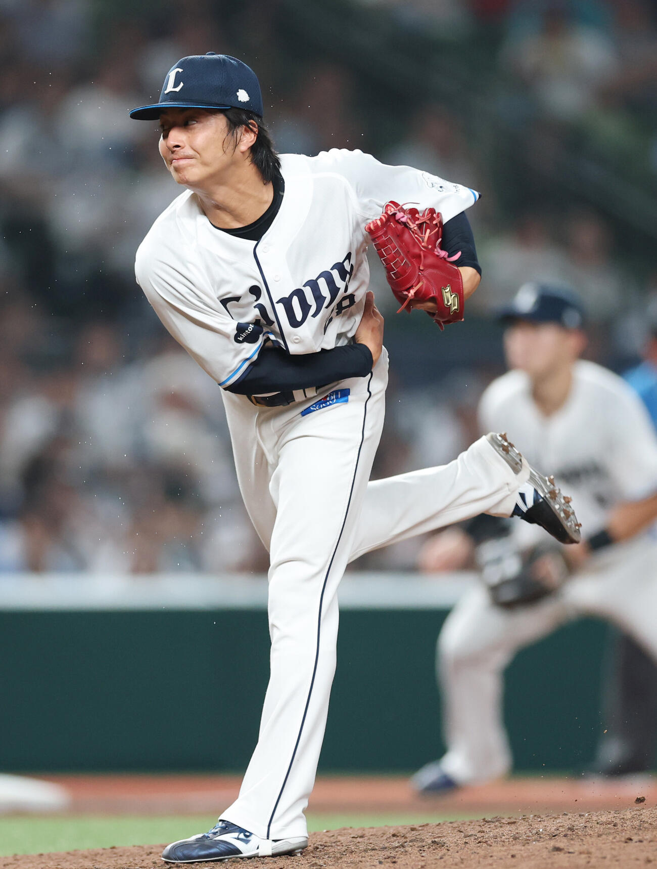 西武対ロッテ　西武3番手で登板し力投する森脇亮介（撮影・増田悦実）