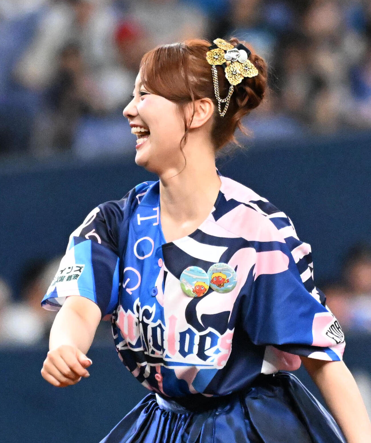オリックス対日本ハム　セレモニアピッチを務めるSKE48の松本慈子（撮影・石井愛子）