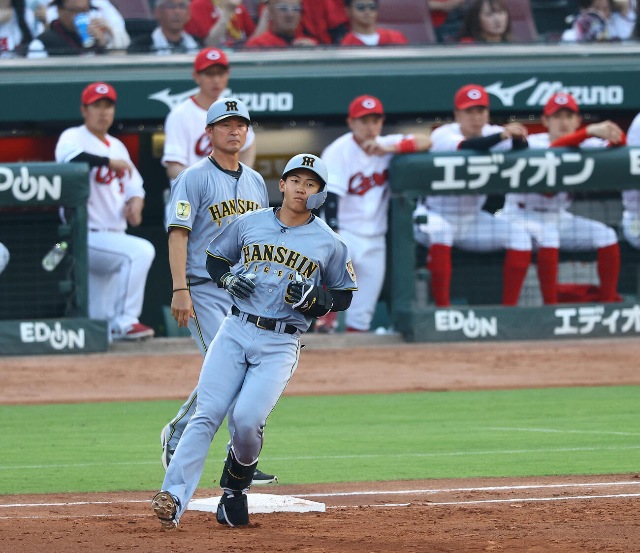 広島対阪神　2回表阪神2死、立石正広は安打を放つ（撮影・上田博志）